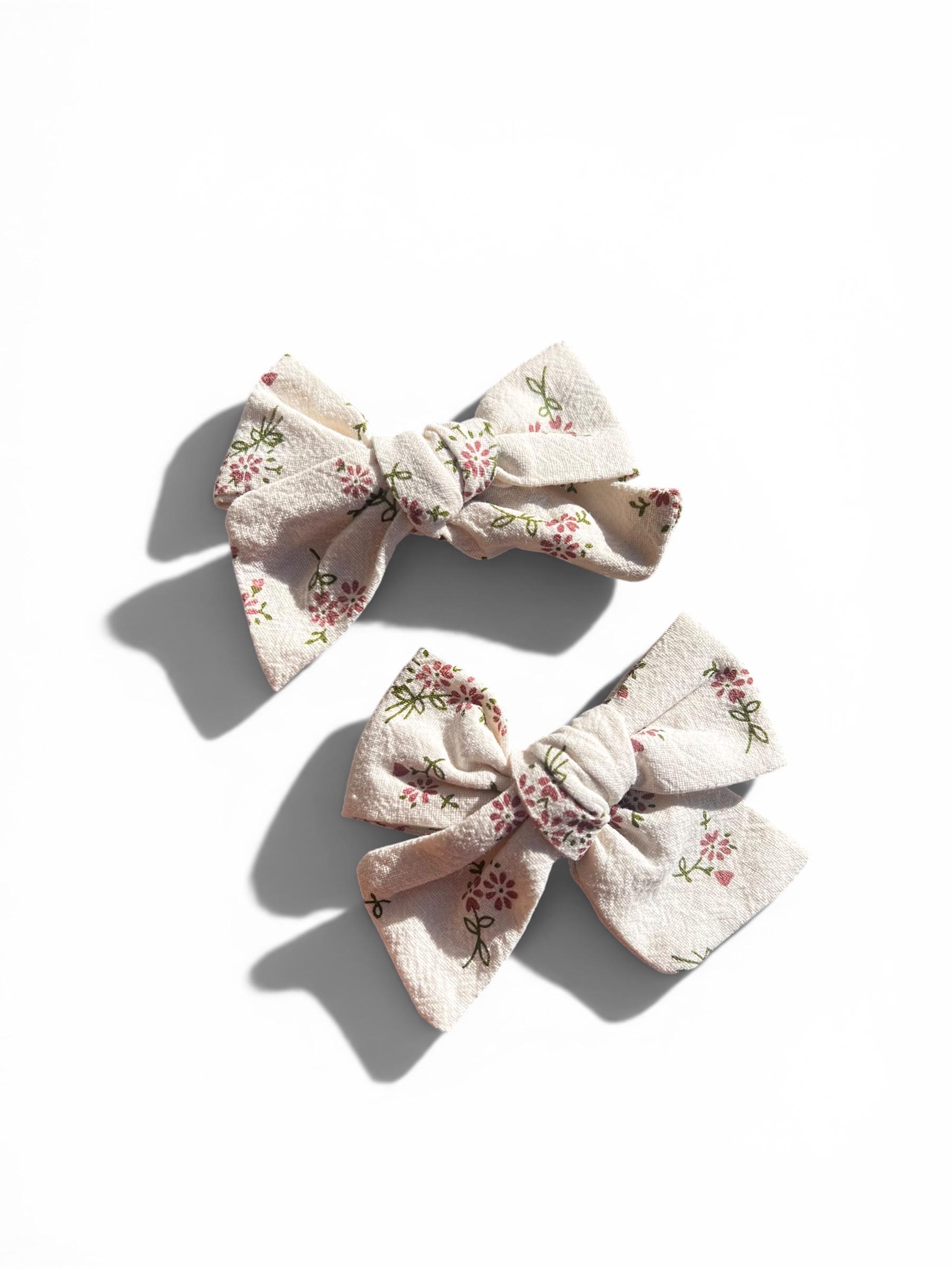 Handmade Vintage floral Hand tie Bow Hair Clip for kids, view 2