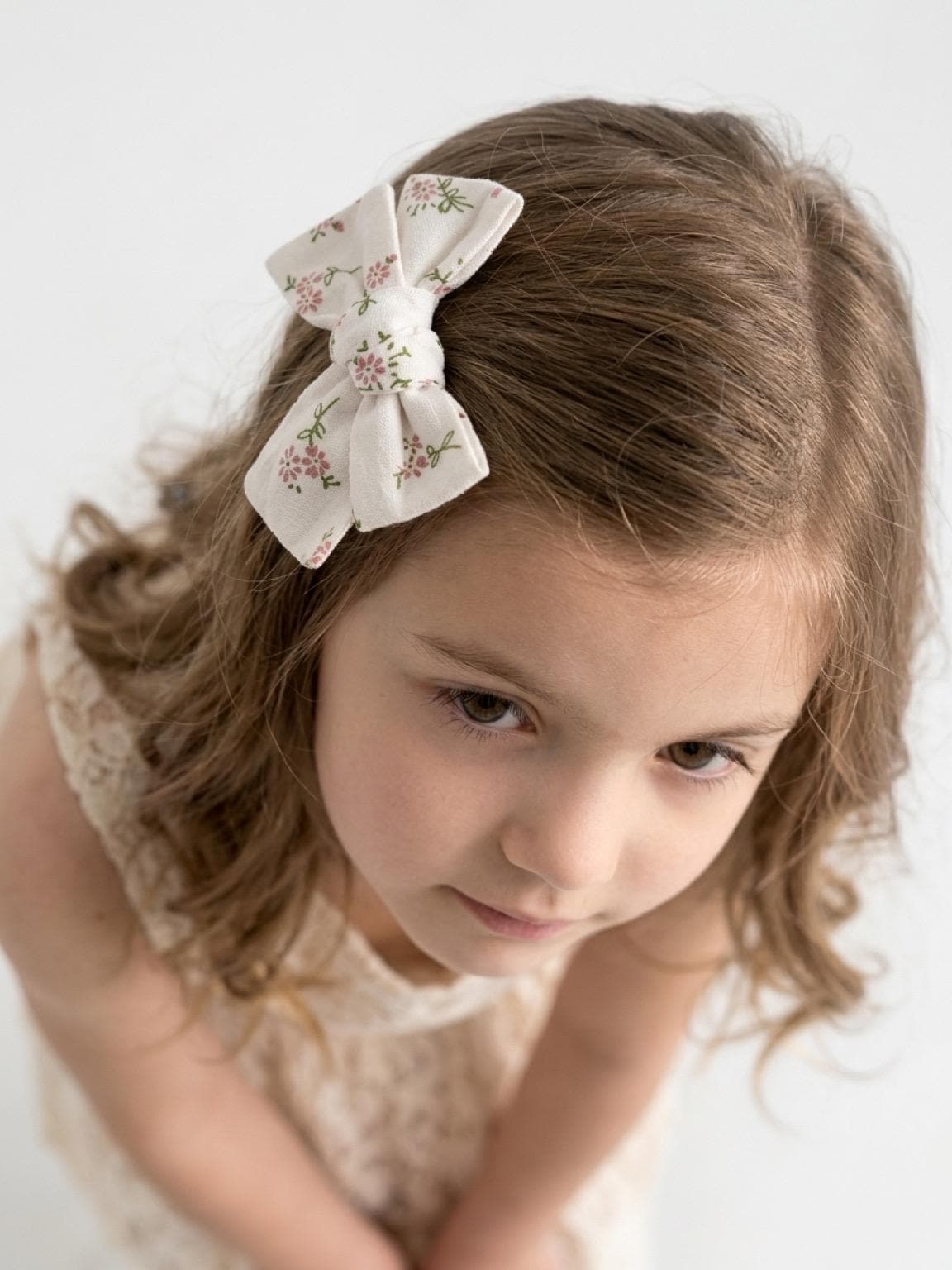 Handmade Vintage floral Hand tie Bow Hair Clip for kids, view 3
