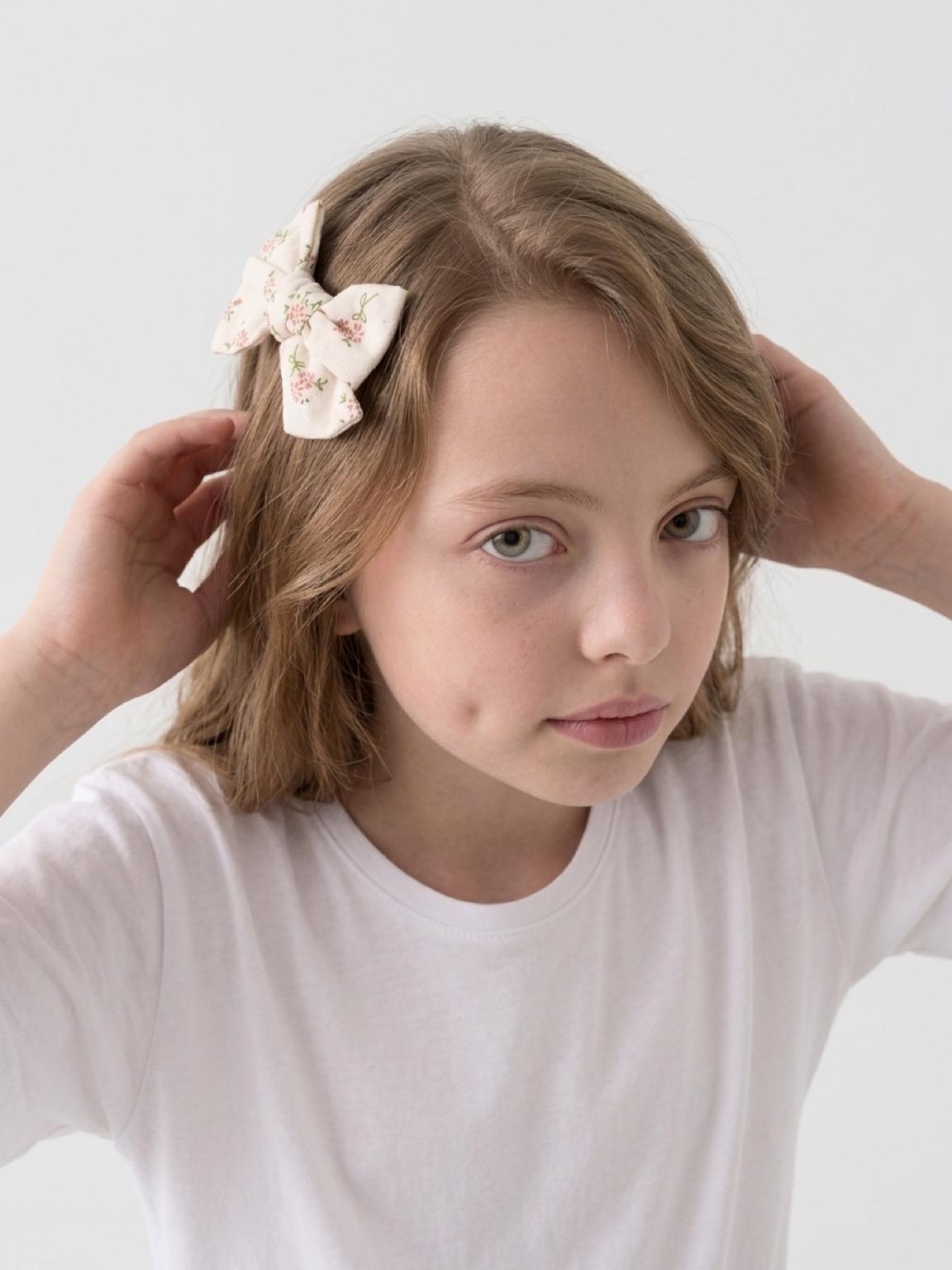 Handmade Vintage floral Hand tie Bow Hair Clip for kids, view 6