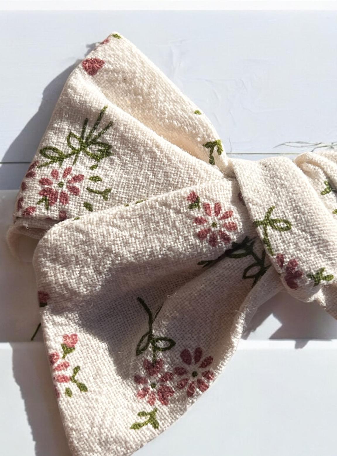 Handmade Vintage floral Hand tie Bow Hair Clip for kids, view 7