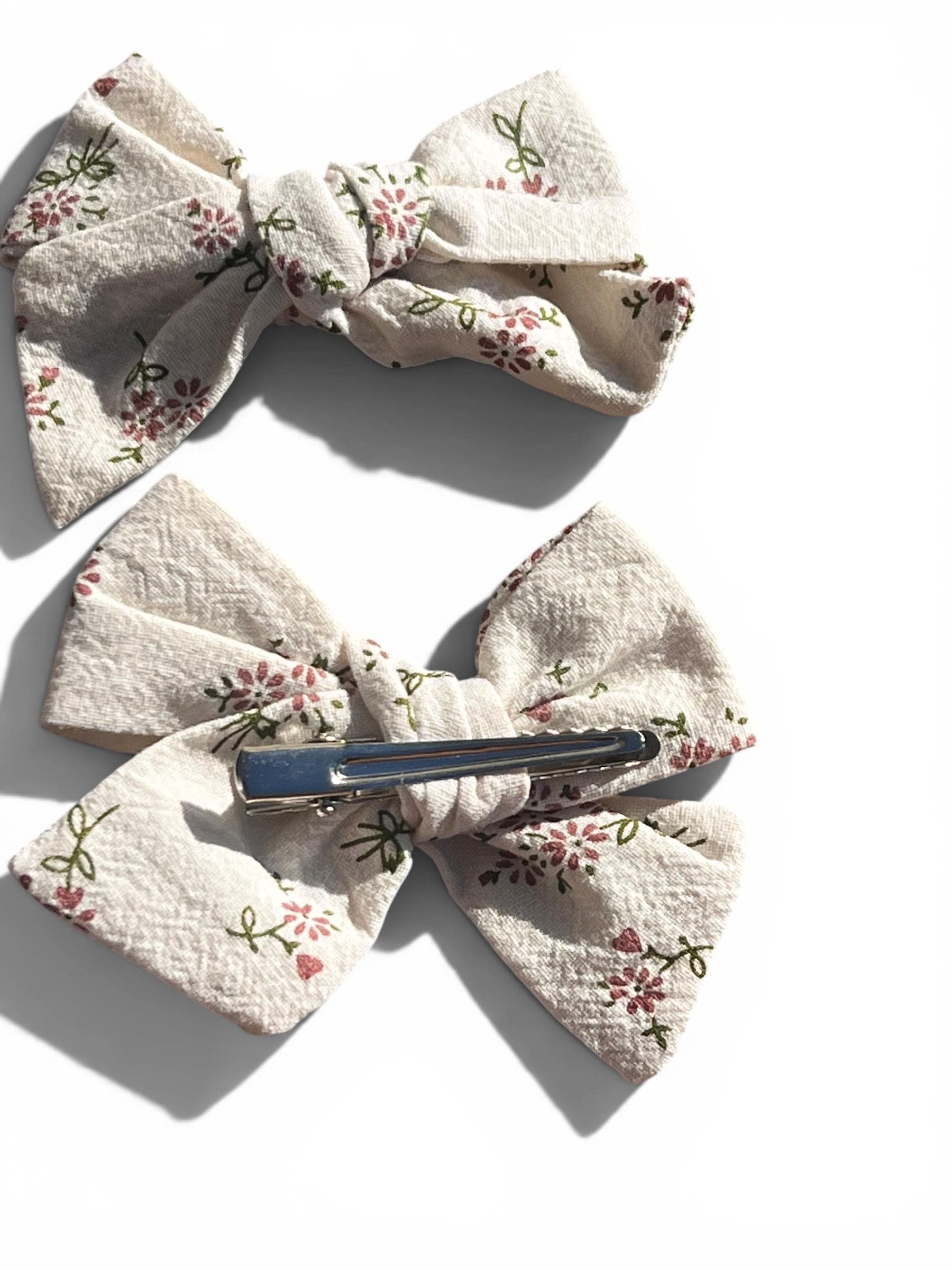 Handmade Vintage floral Hand tie Bow Hair Clip for kids, view 9
