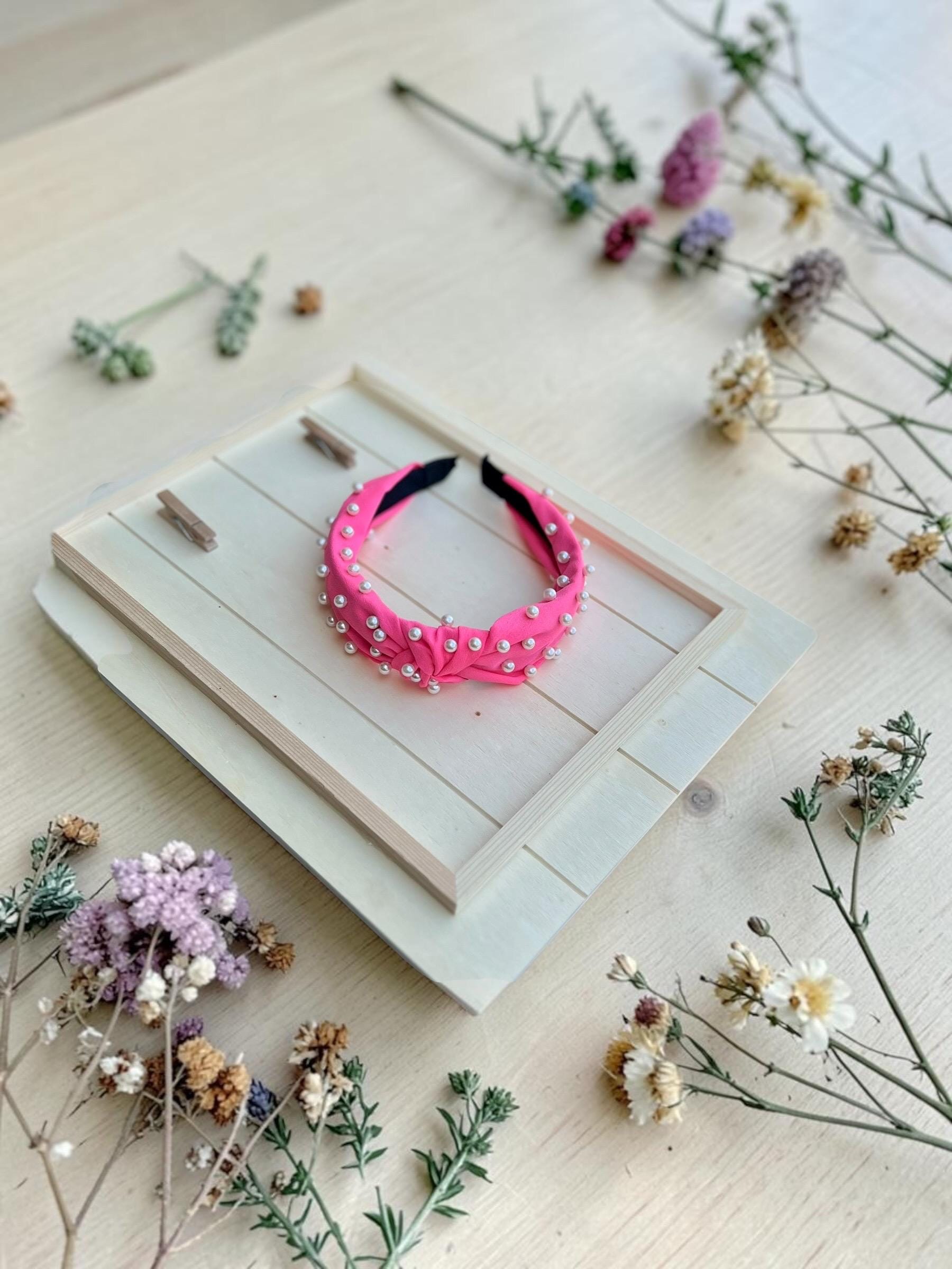 Hot Pink Embellished Pearl Knotted Headband for Girls, view 6