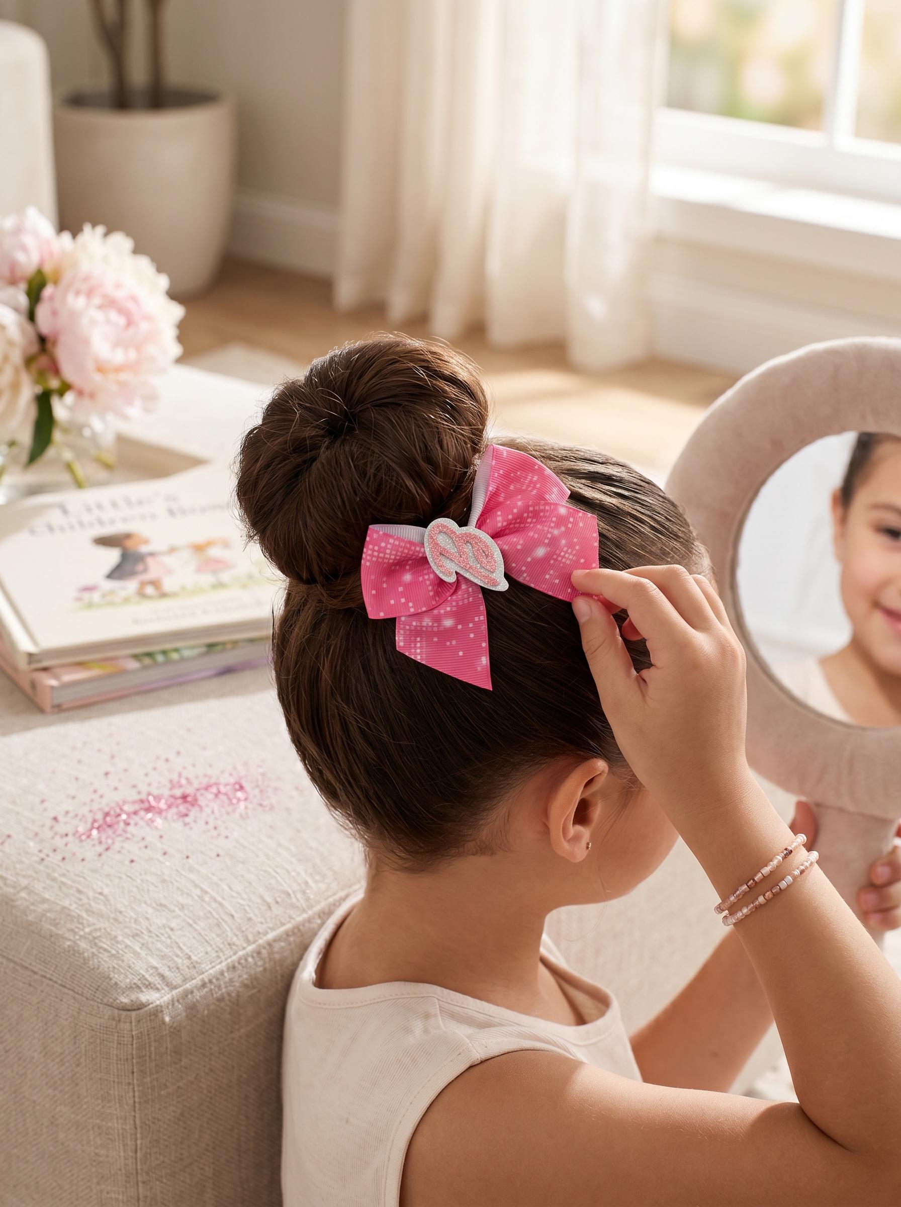 Hot Pink Glitter Barbie Inspired Hair Bow