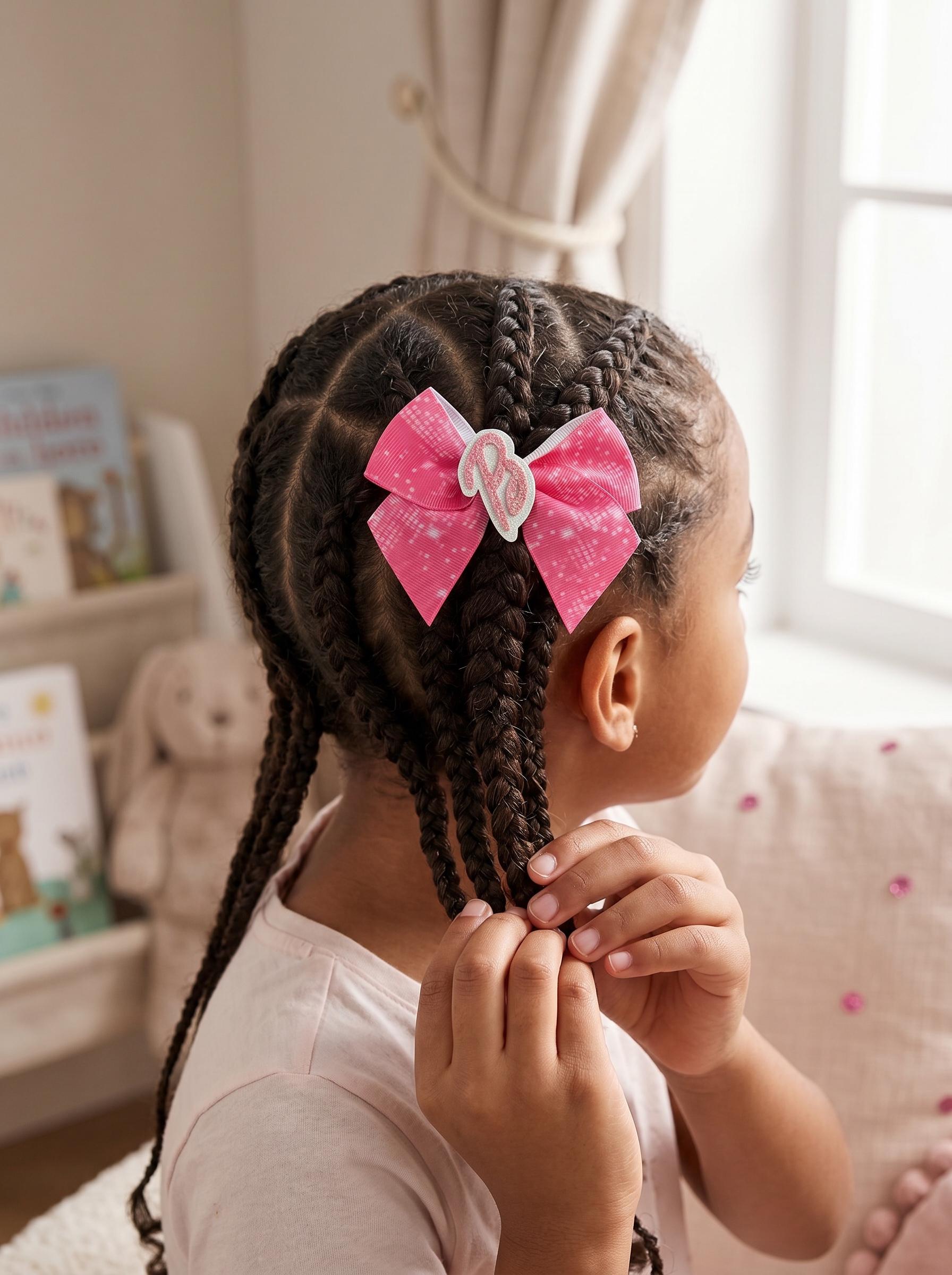 Hot Pink Glitter Barbie Inspired Hair Bow, view 5