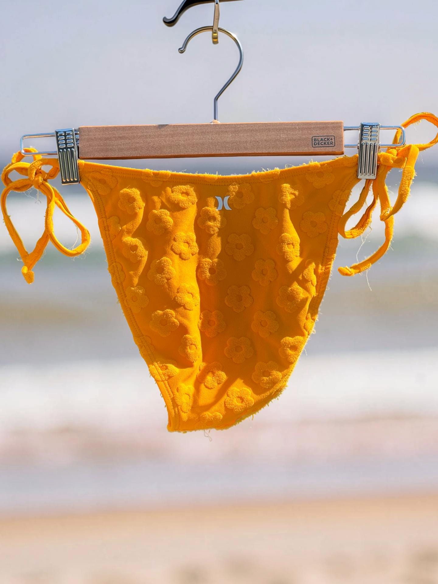 Hurley Marigold Textured Tie-Side Triangle Bikini, view 10