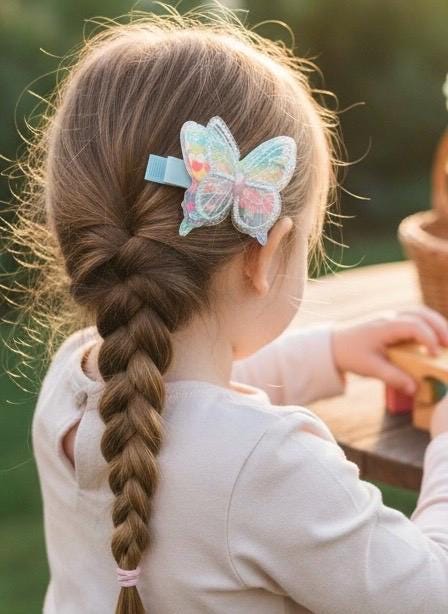 Iridescent Pastel Butterfly Hair Clips - Set of 2, view 10
