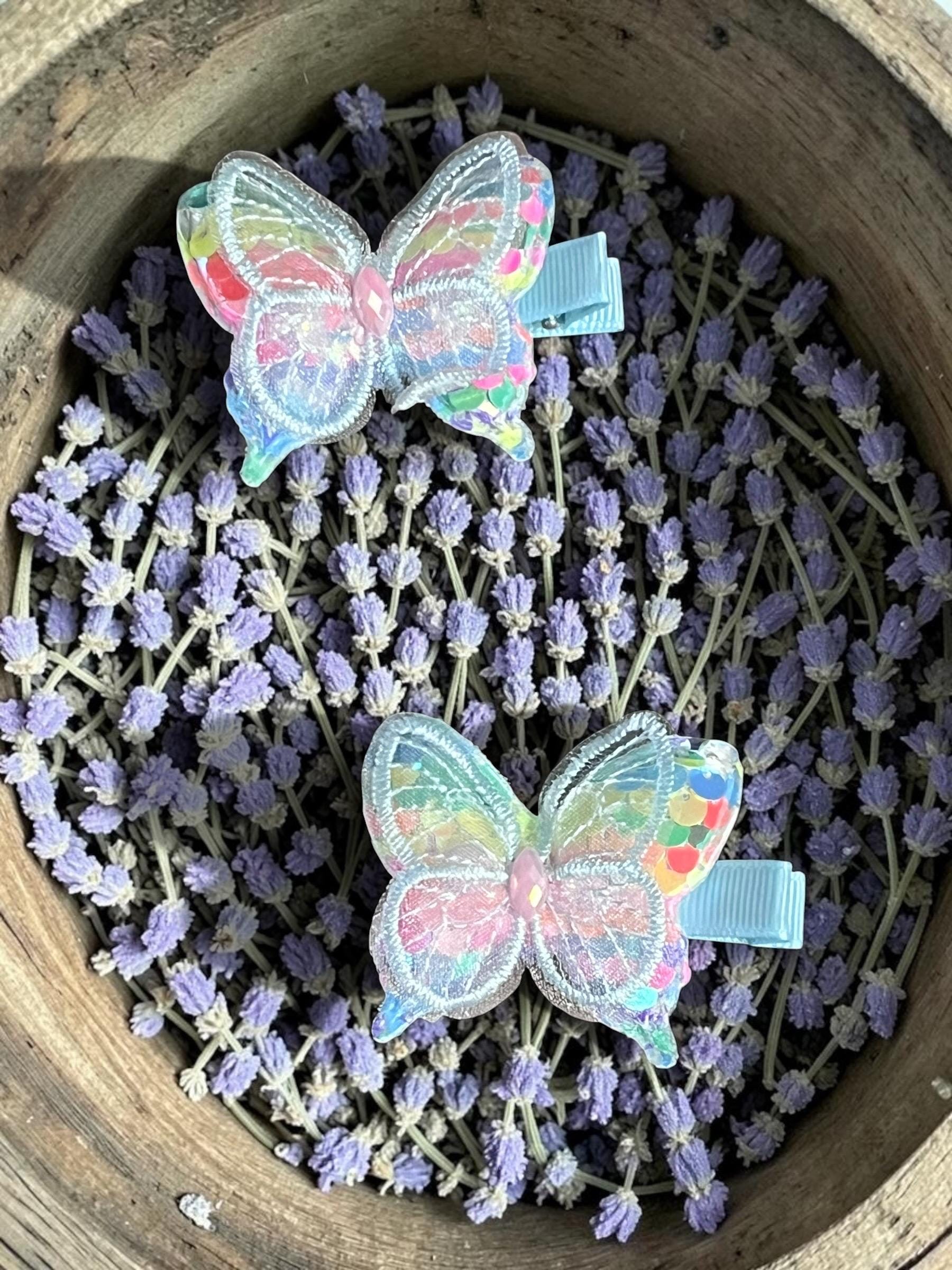 Iridescent Pastel Butterfly Hair Clips - Set of 2, view 2