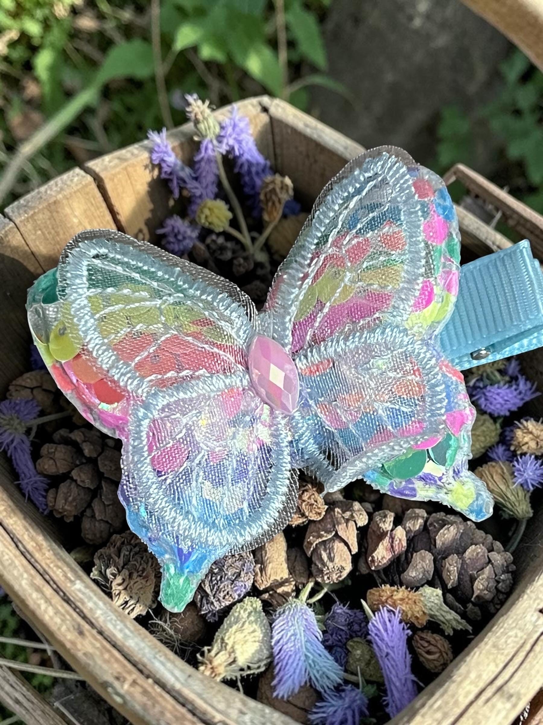 Iridescent Pastel Butterfly Hair Clips - Set of 2, view 7
