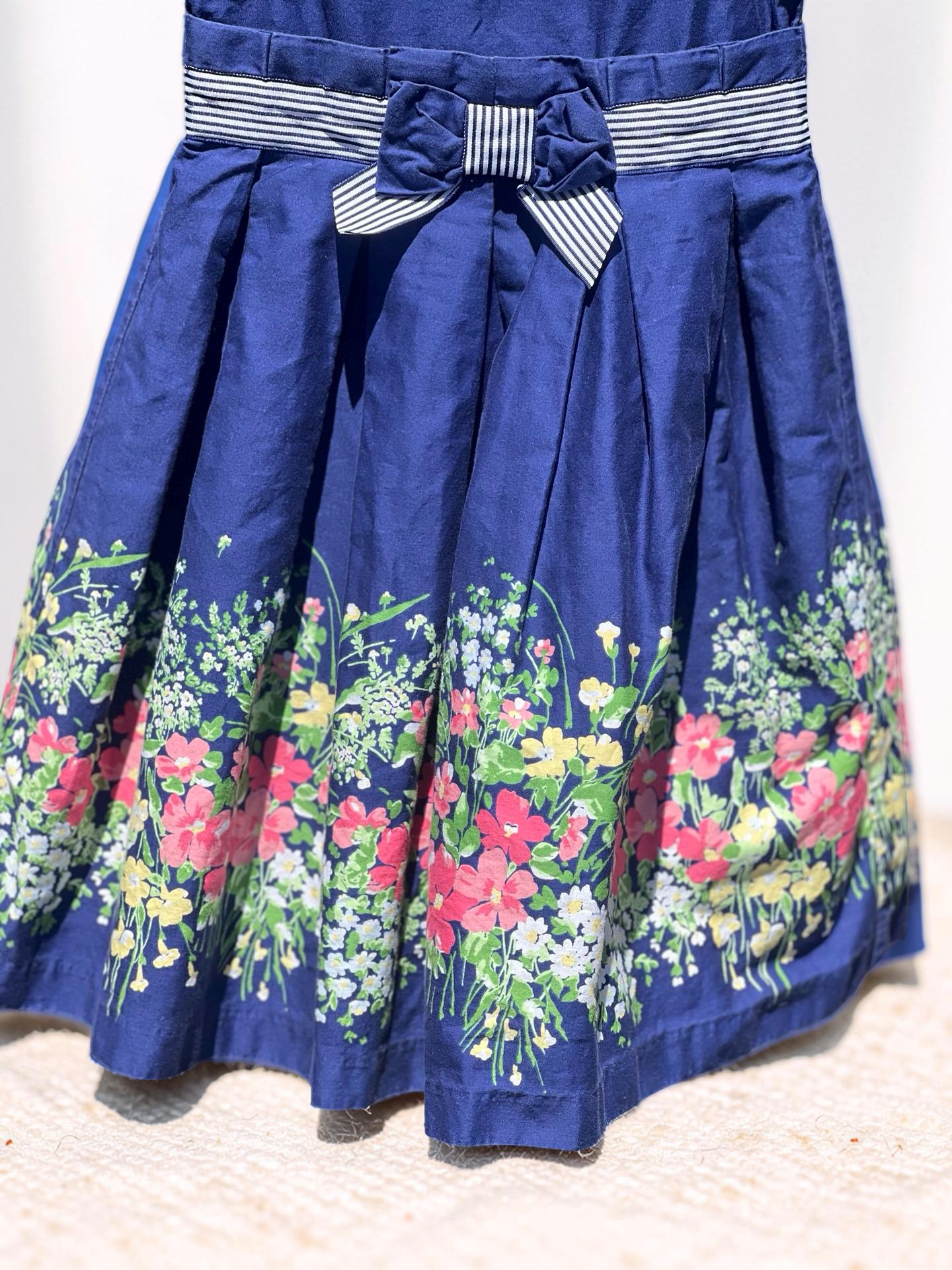 Janie and Jack Navy Blue Floral Print Dress From The Enchanted Valley Line, view 3