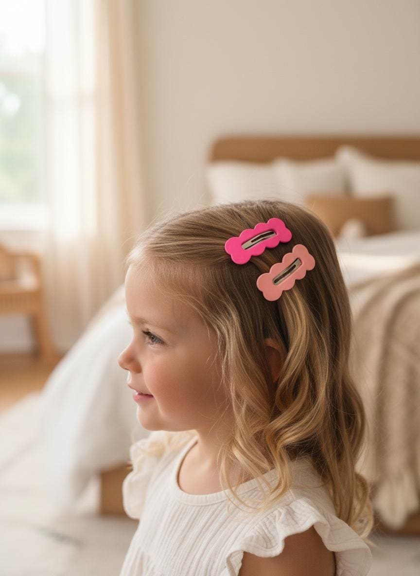 Kids Cloud-Shaped Hair Clips in Pink and Lavender