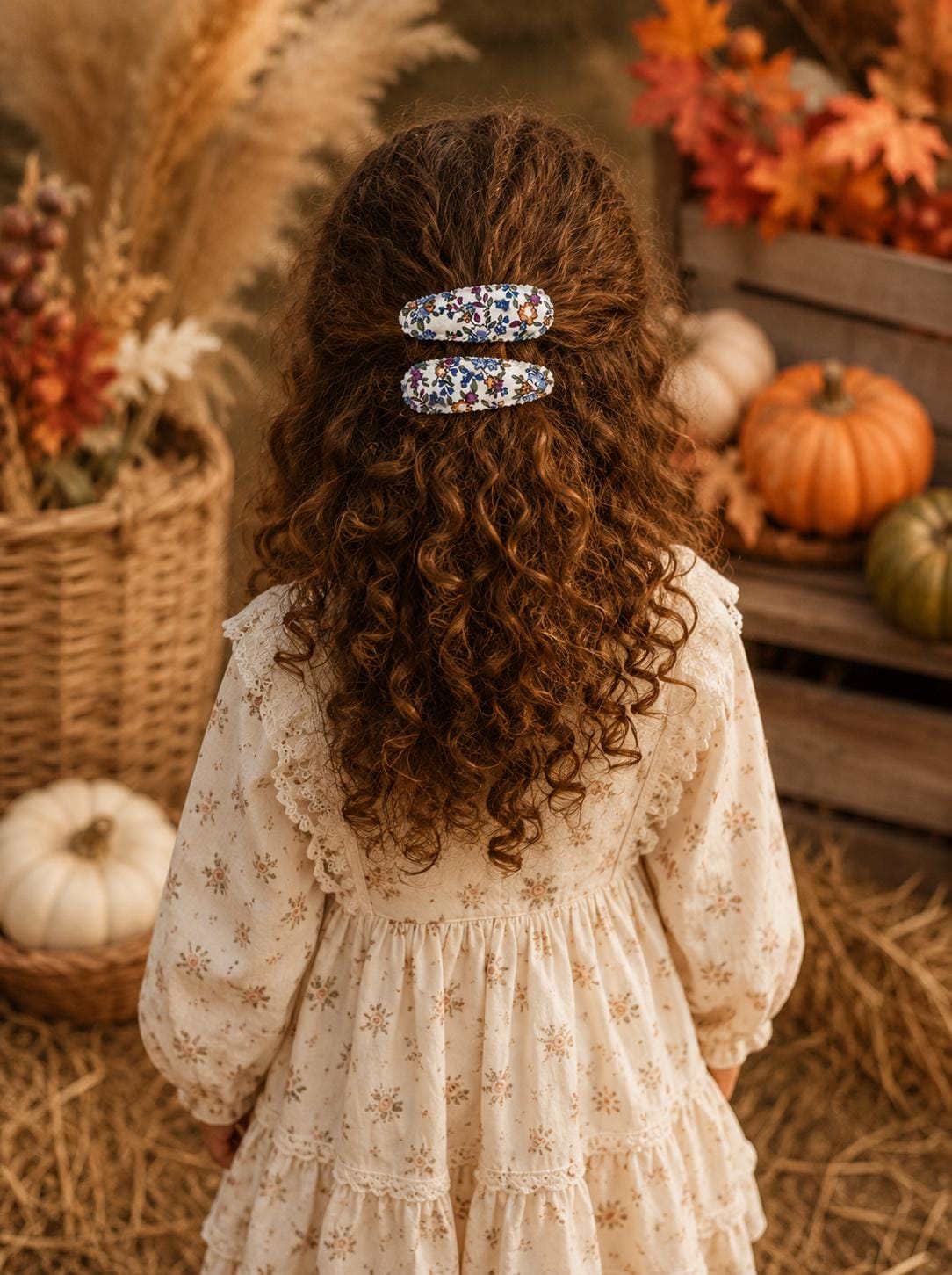 Kids handcrafted floral & botanical fabric snap hair clip collection