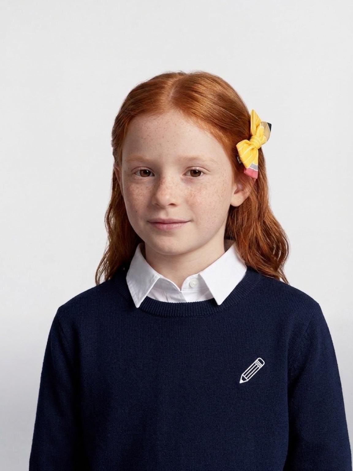 kids Handmade Pencil Hair Tie Back to School Bow Ponytail Holder, view 8