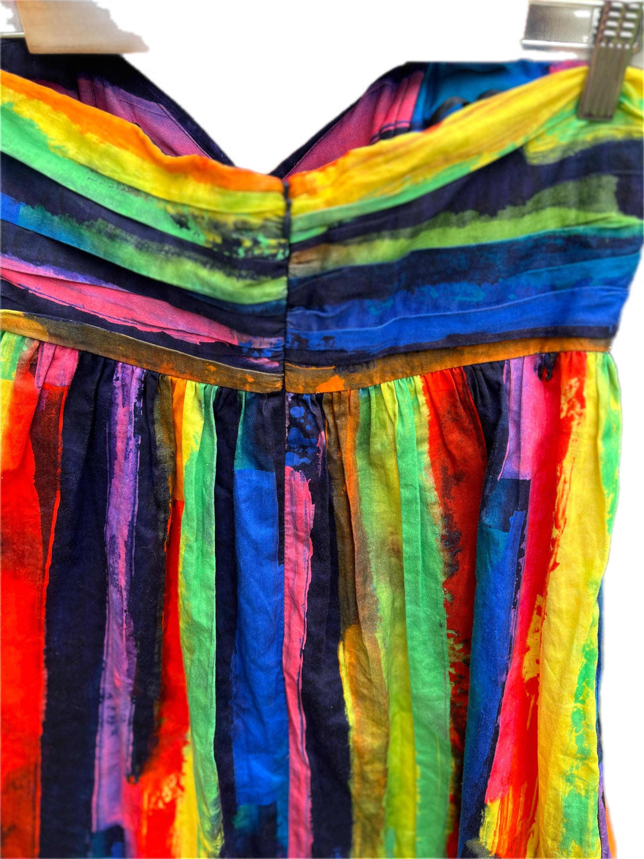 Milly Strapless Rainbow-Striped Twist Bodice Mini Dress, view 15