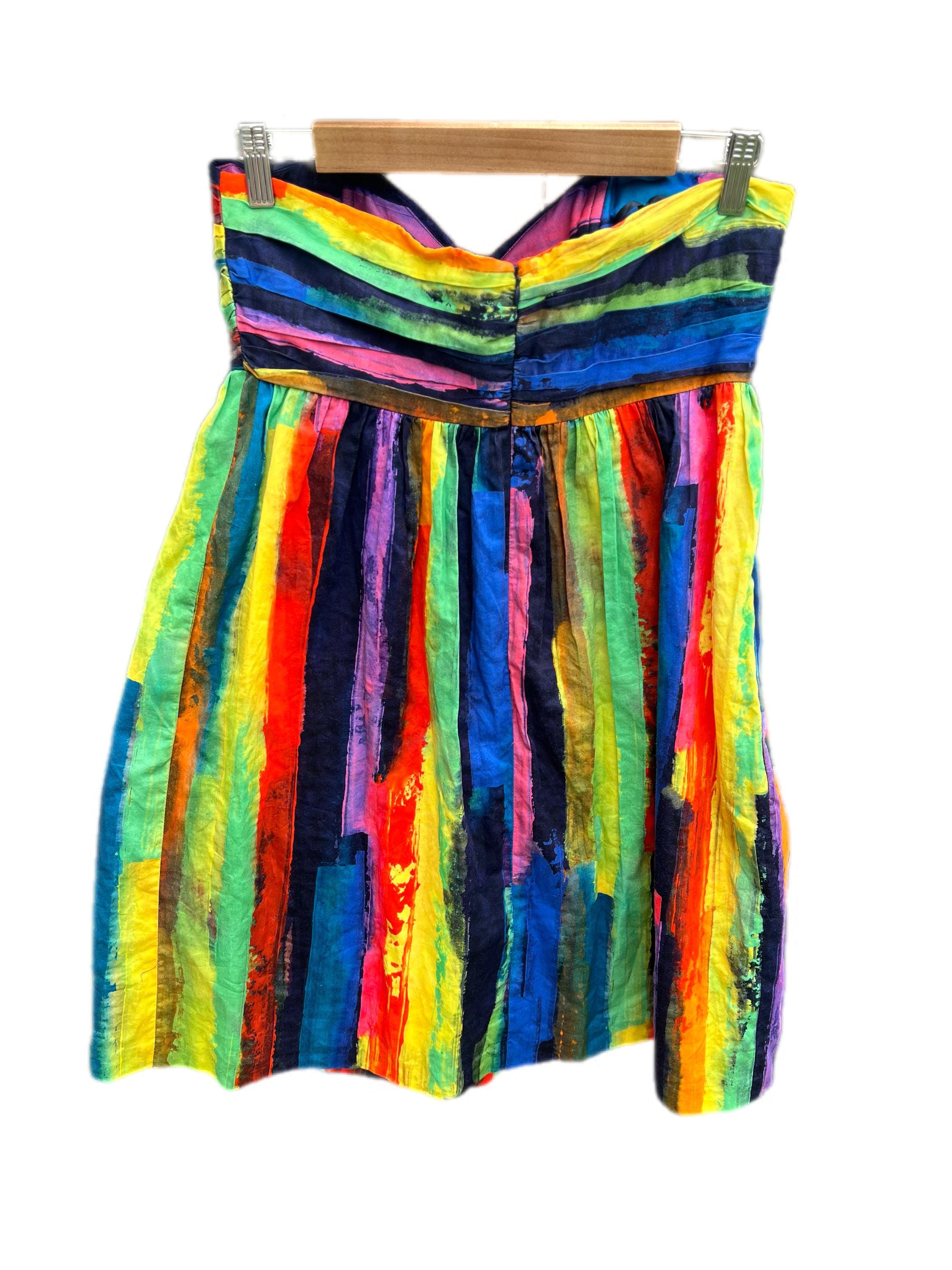 Milly Strapless Rainbow-Striped Twist Bodice Mini Dress, view 17