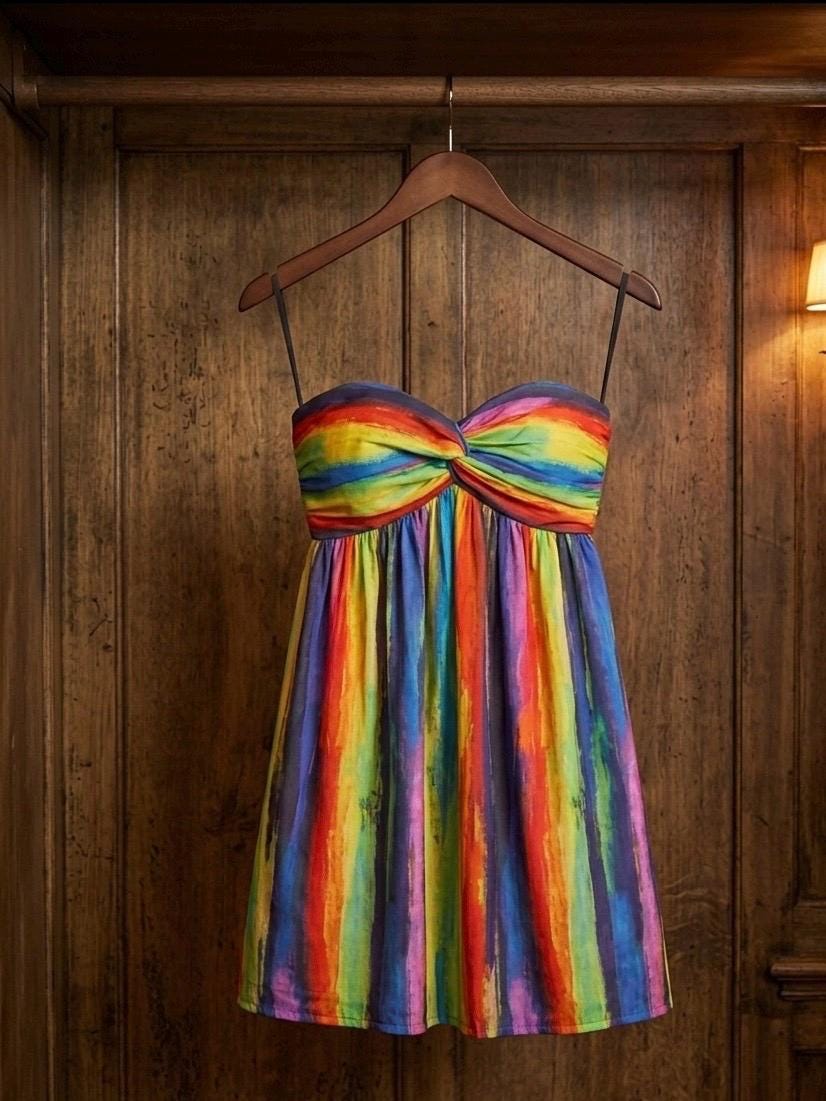 Milly Strapless Rainbow-Striped Twist Bodice Mini Dress, view 4