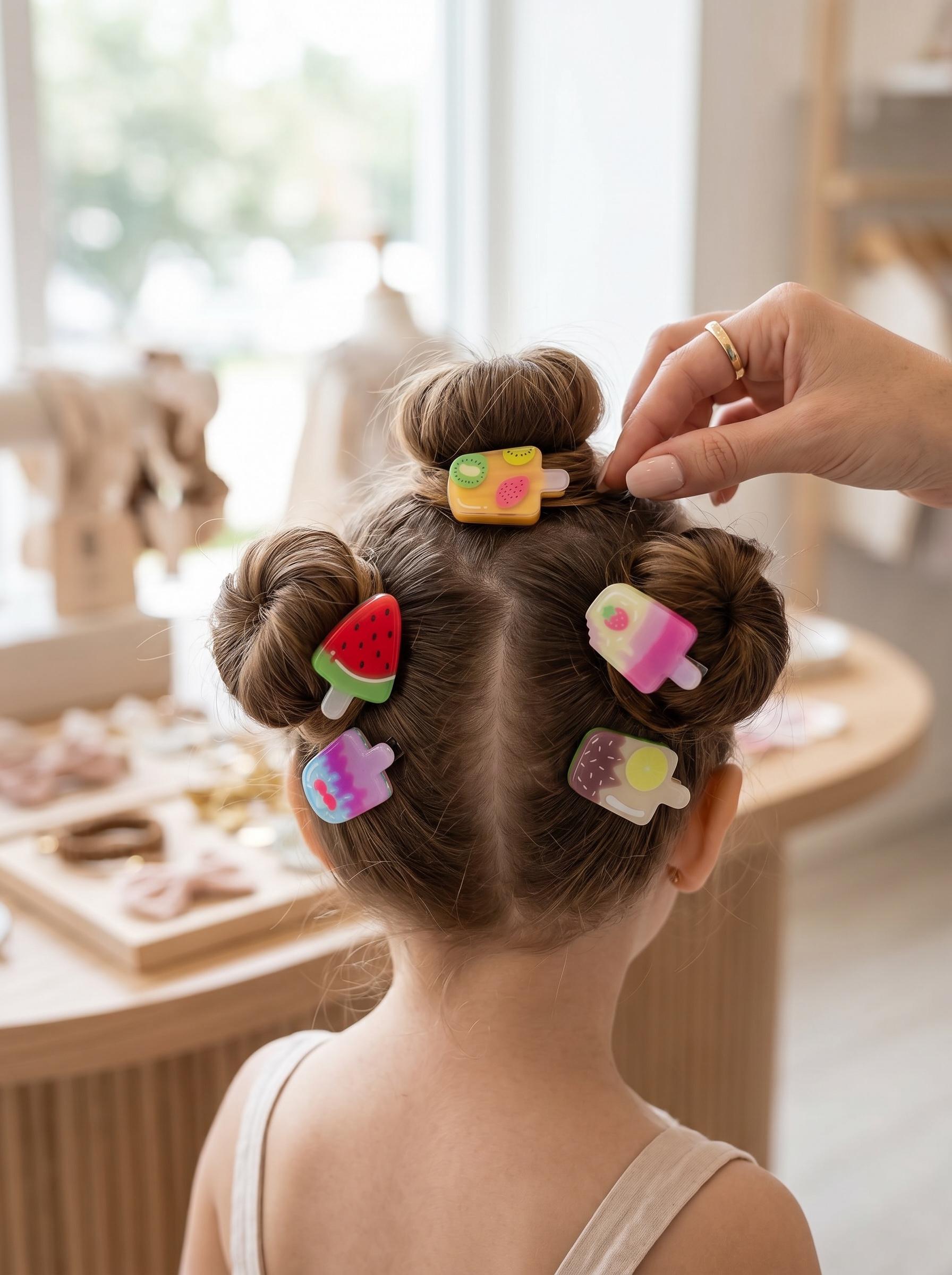 Set of 5 Fruit Popsicle Hair Clips – Summer Fun Barrettes, view 3