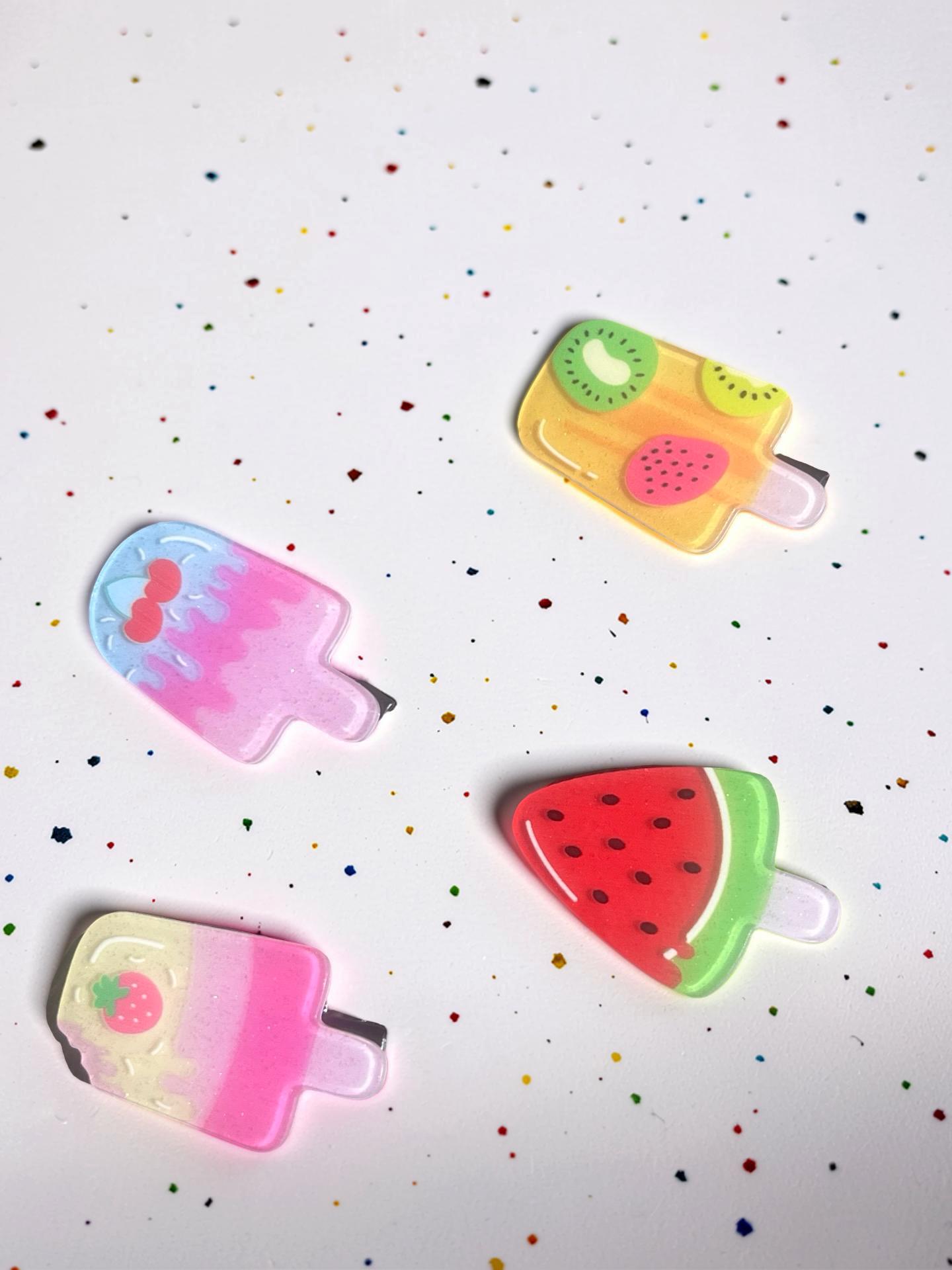Set of 5 Fruit Popsicle Hair Clips – Summer Fun Barrettes, view 4