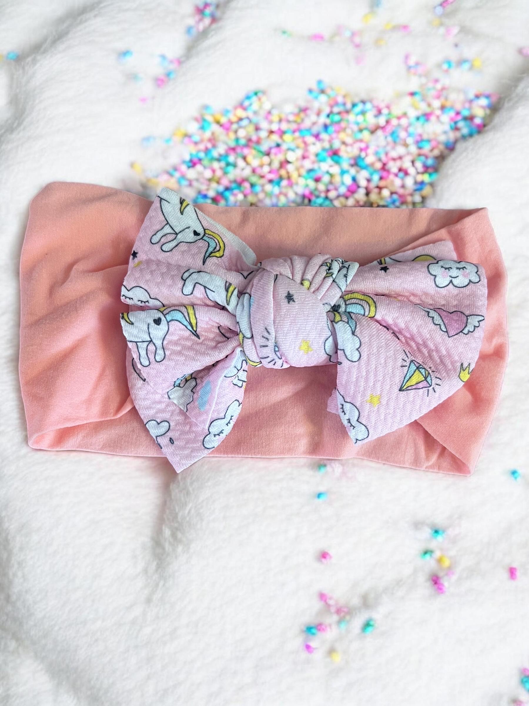 Unicorn baby headband with Big Bow, view 2