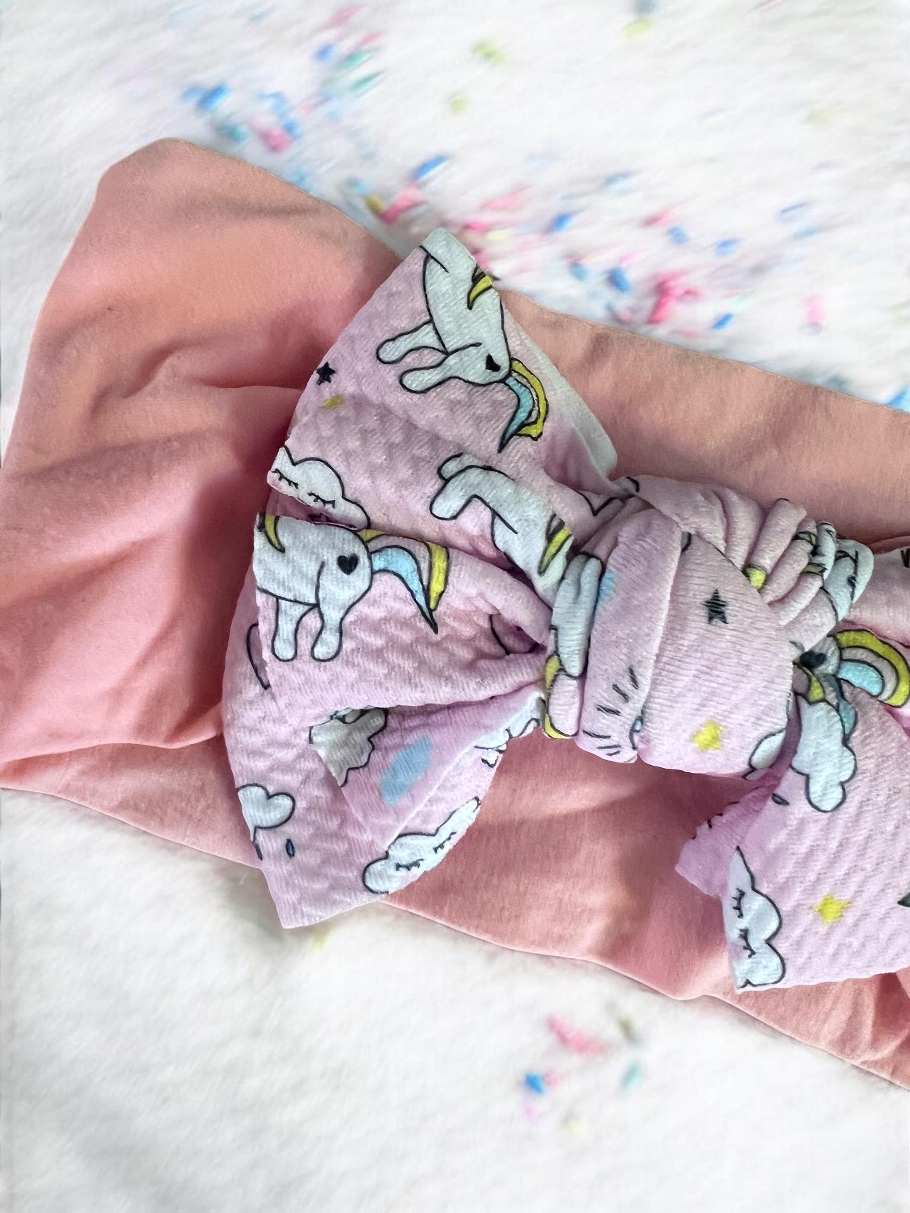 Unicorn baby headband with Big Bow, view 3