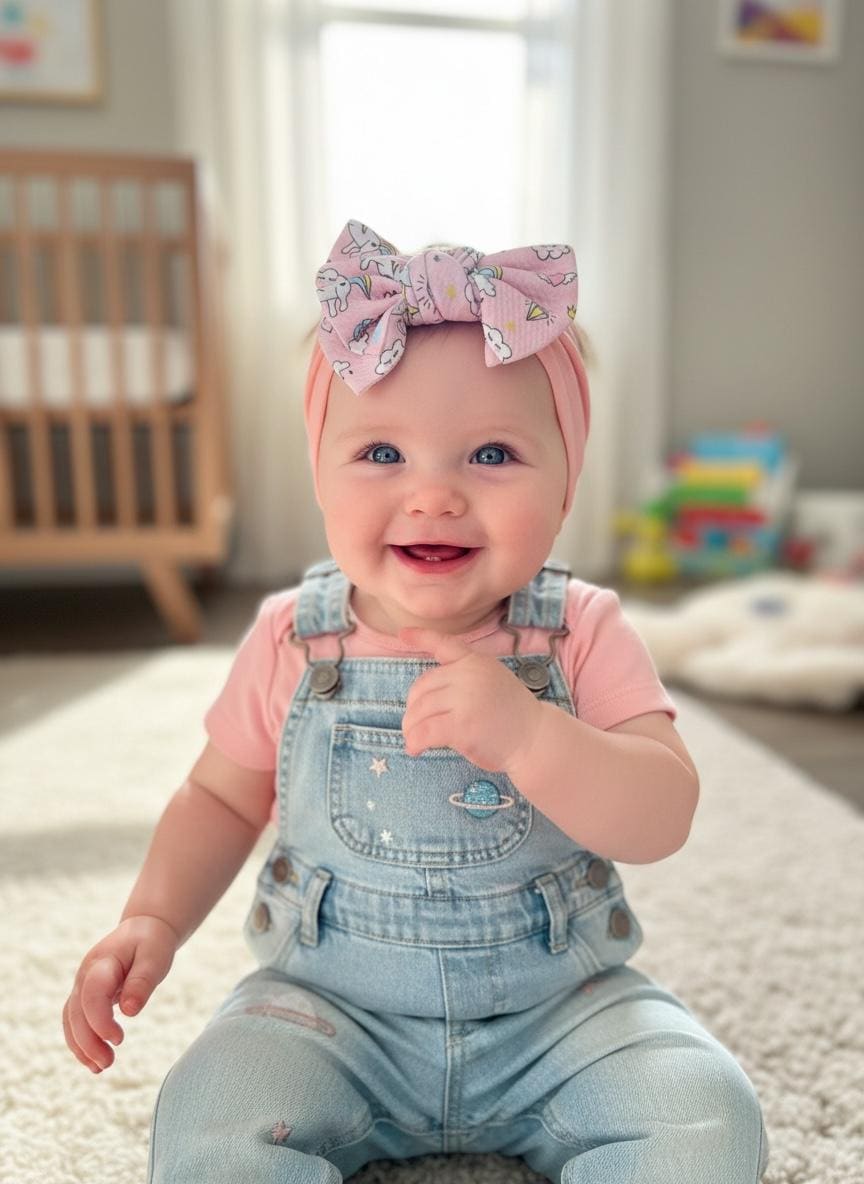 Unicorn baby headband with Big Bow, view 4