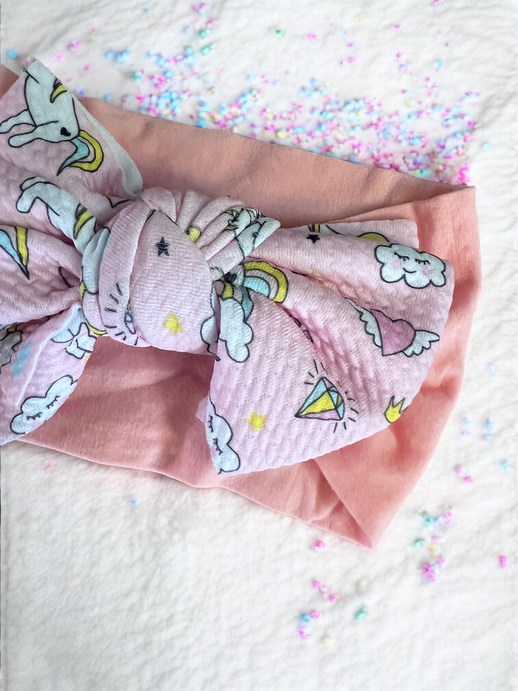 Unicorn baby headband with Big Bow, view 5