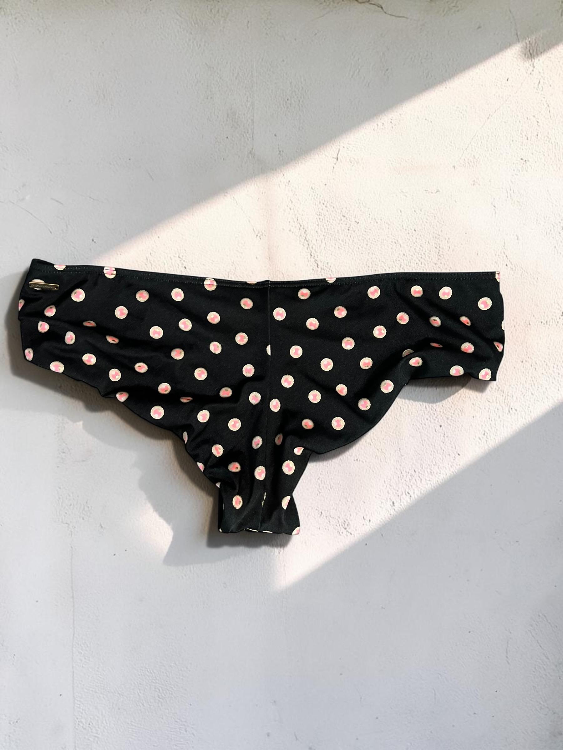 Victoria's Secret Polka Dot Bikini Bottoms Gold Logo Ring Hardware Y2K, view 17