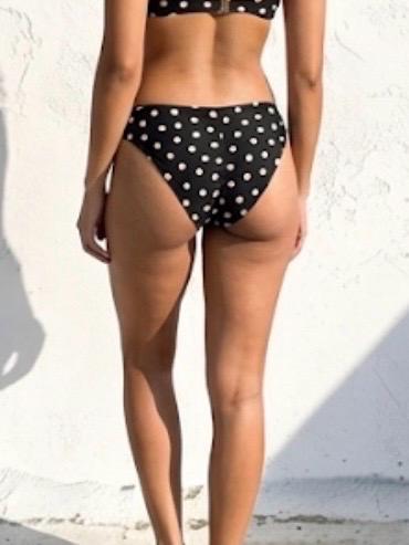Victoria's Secret Polka Dot Bikini Bottoms Gold Logo Ring Hardware Y2K, view 18