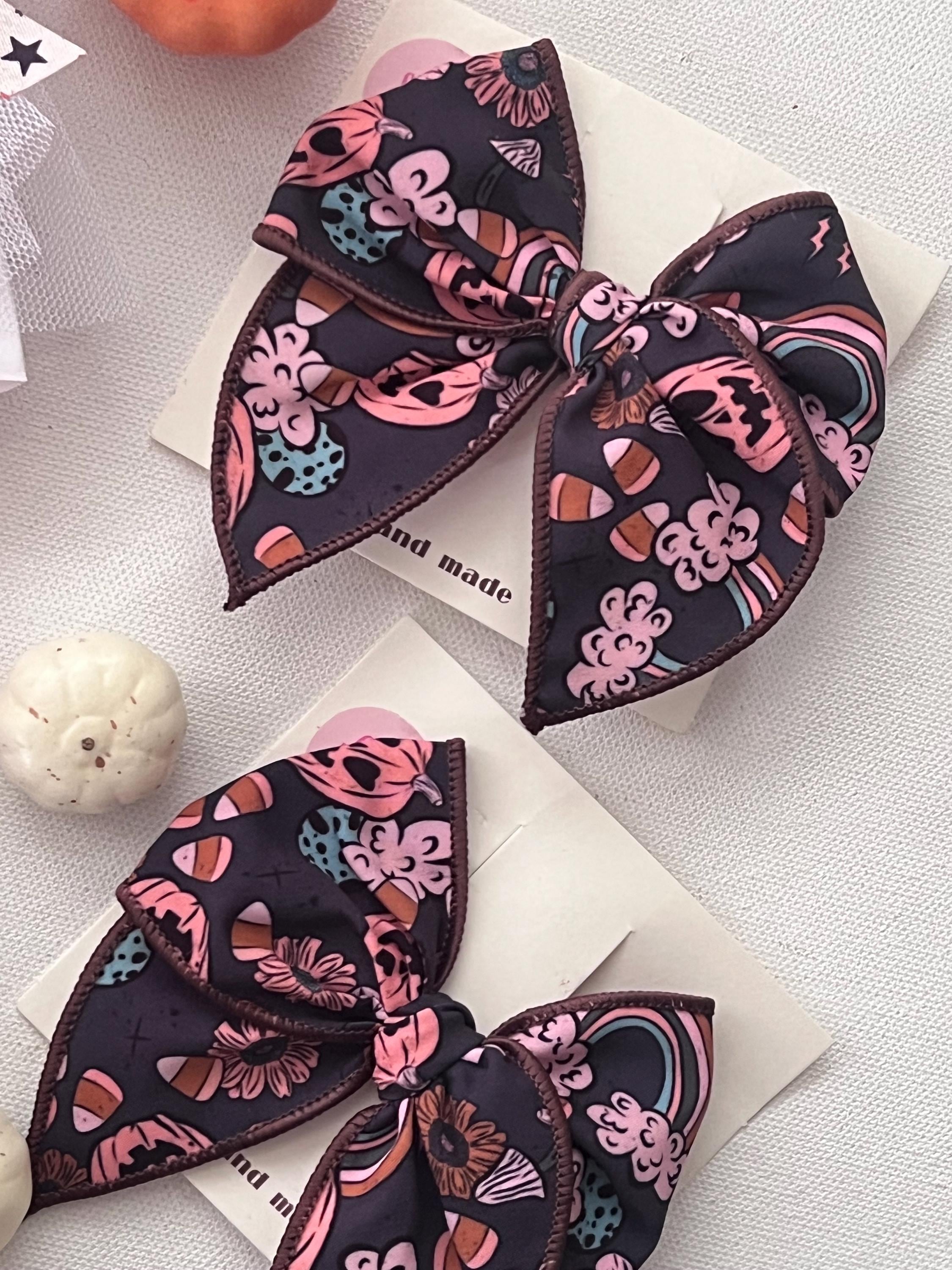 Vintage Halloween Pumpkin & Rainbow Hair bow For kids, view 8