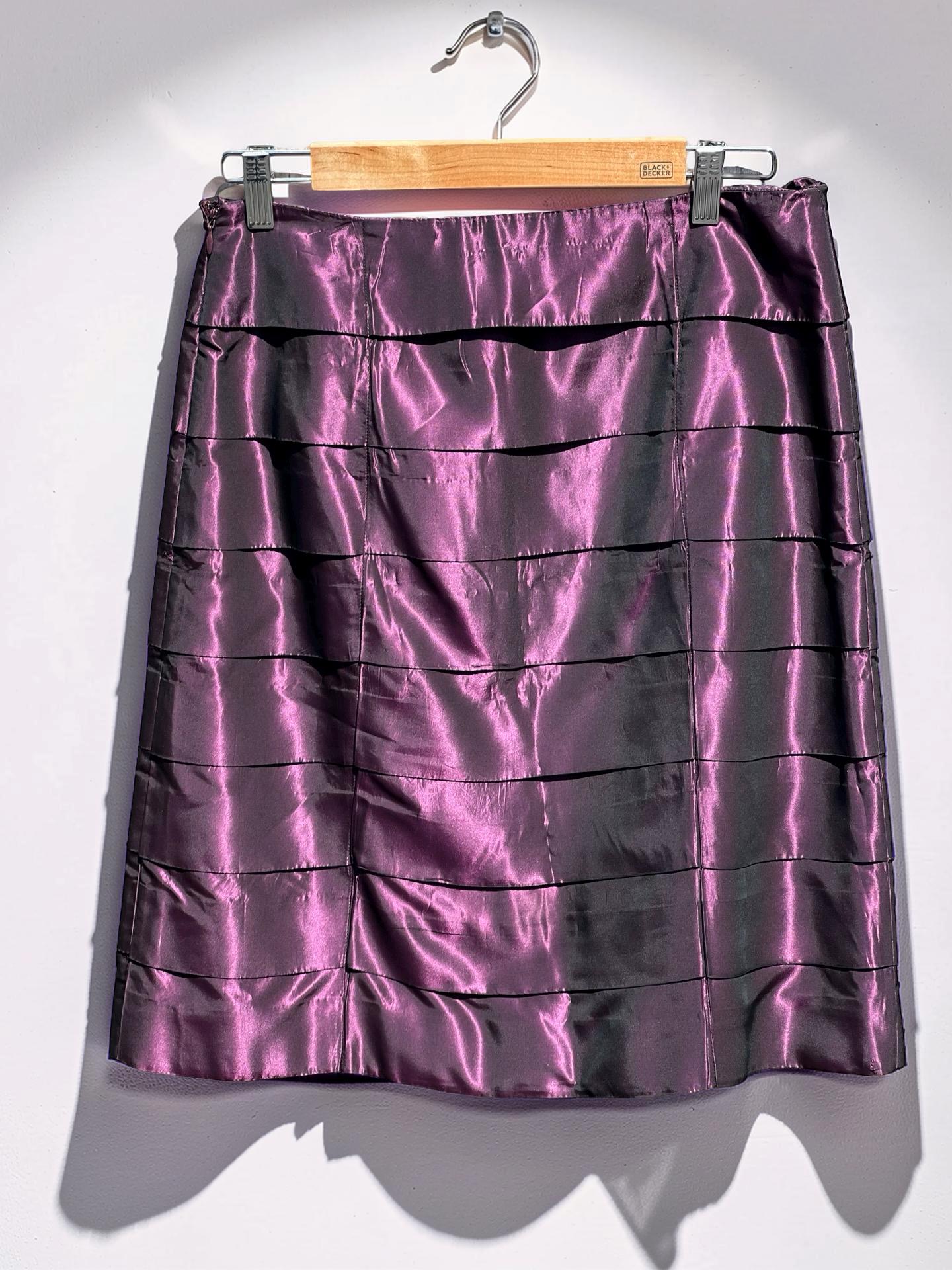Vintage PHILOSOPHY di Alberto FERRETTI Tiered Skirt Purple Metallic Iridescent Made In Italy, view 12