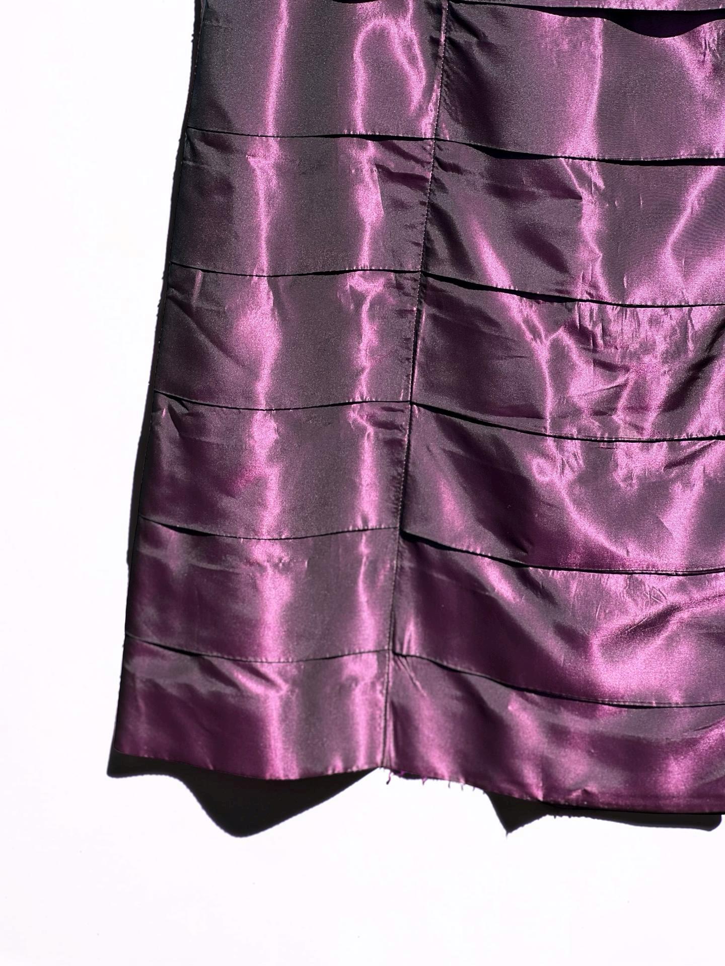 Vintage PHILOSOPHY di Alberto FERRETTI Tiered Skirt Purple Metallic Iridescent Made In Italy, view 4