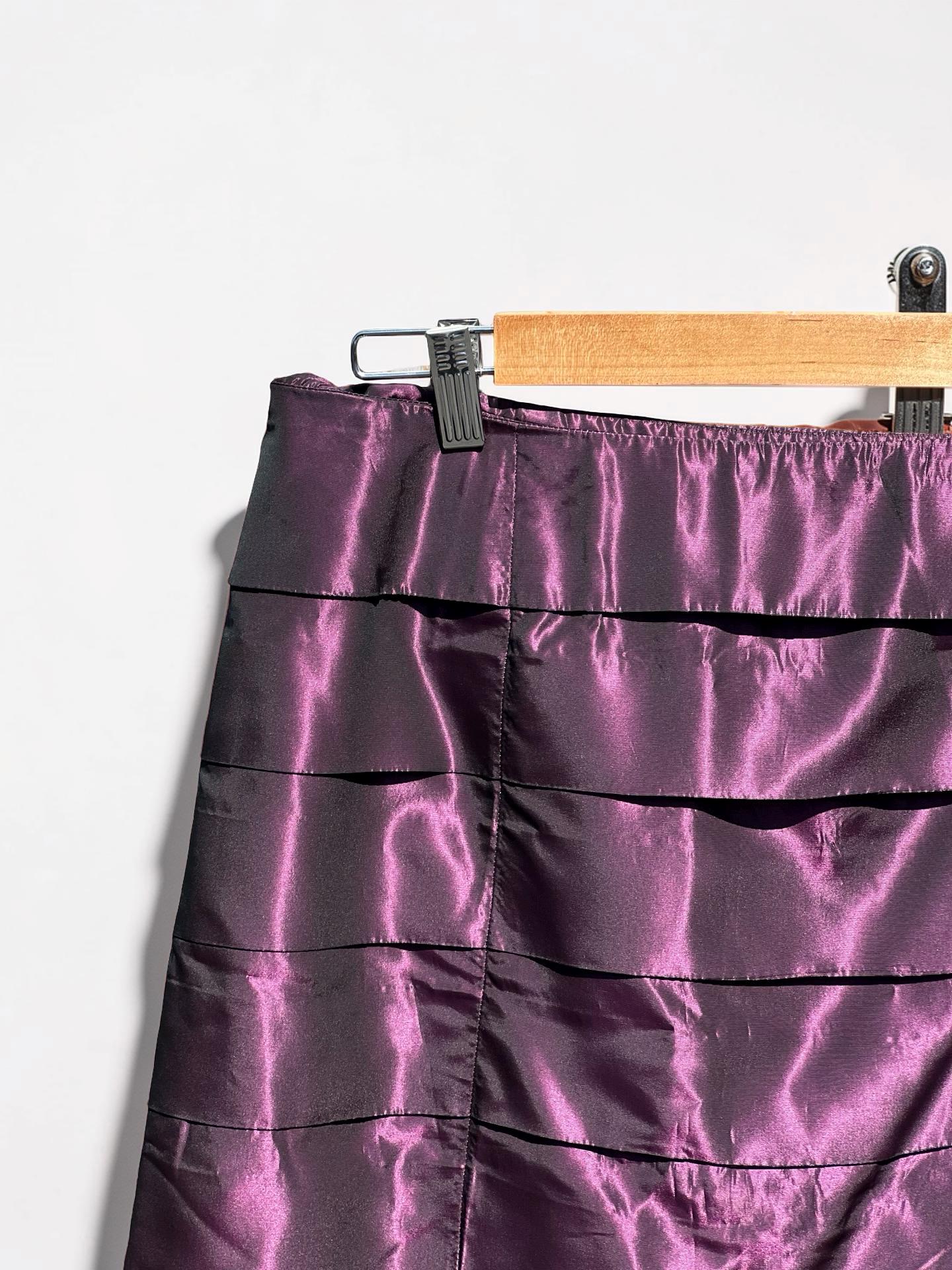 Vintage PHILOSOPHY di Alberto FERRETTI Tiered Skirt Purple Metallic Iridescent Made In Italy, view 5