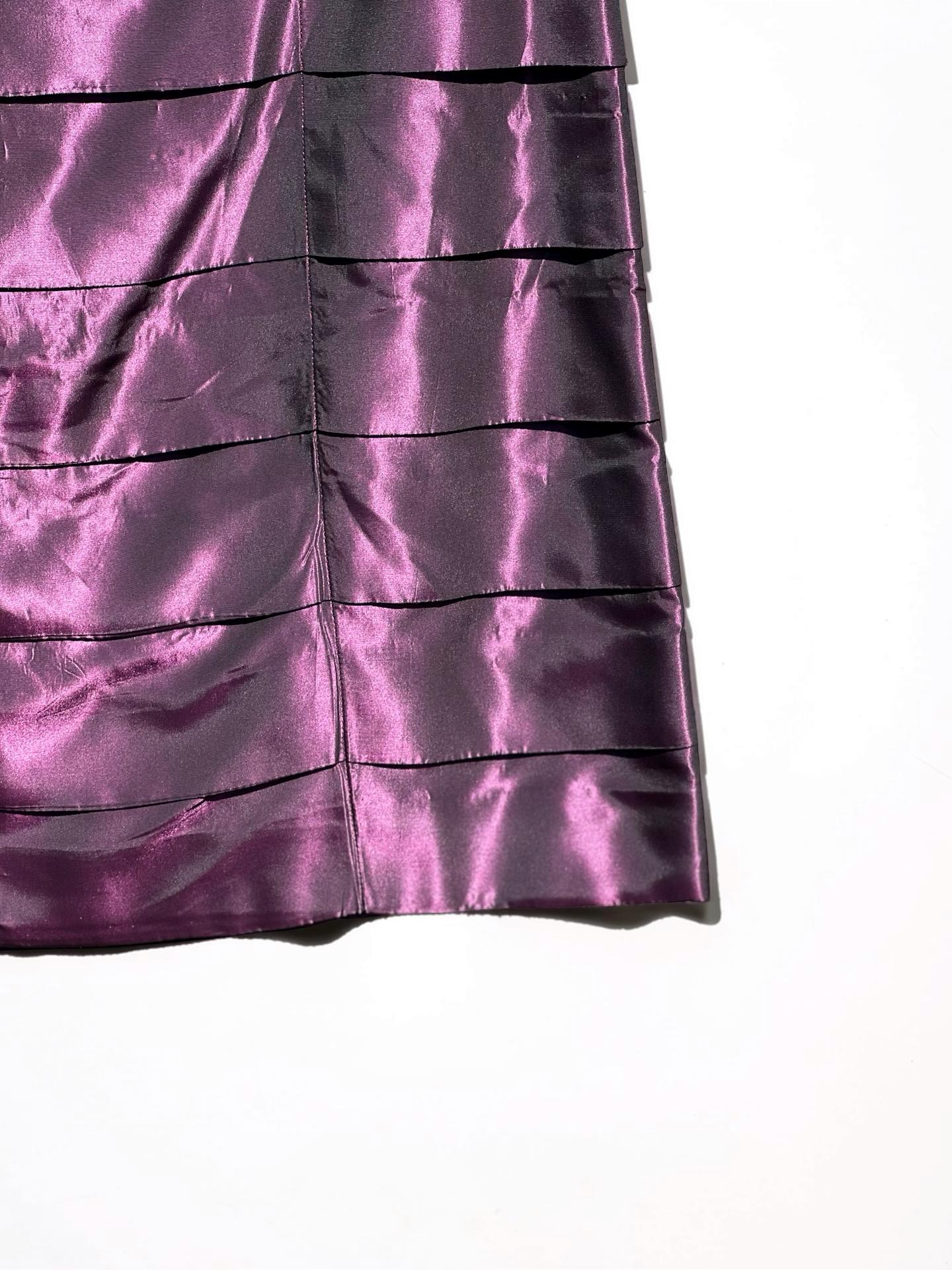 Vintage PHILOSOPHY di Alberto FERRETTI Tiered Skirt Purple Metallic Iridescent Made In Italy, view 7