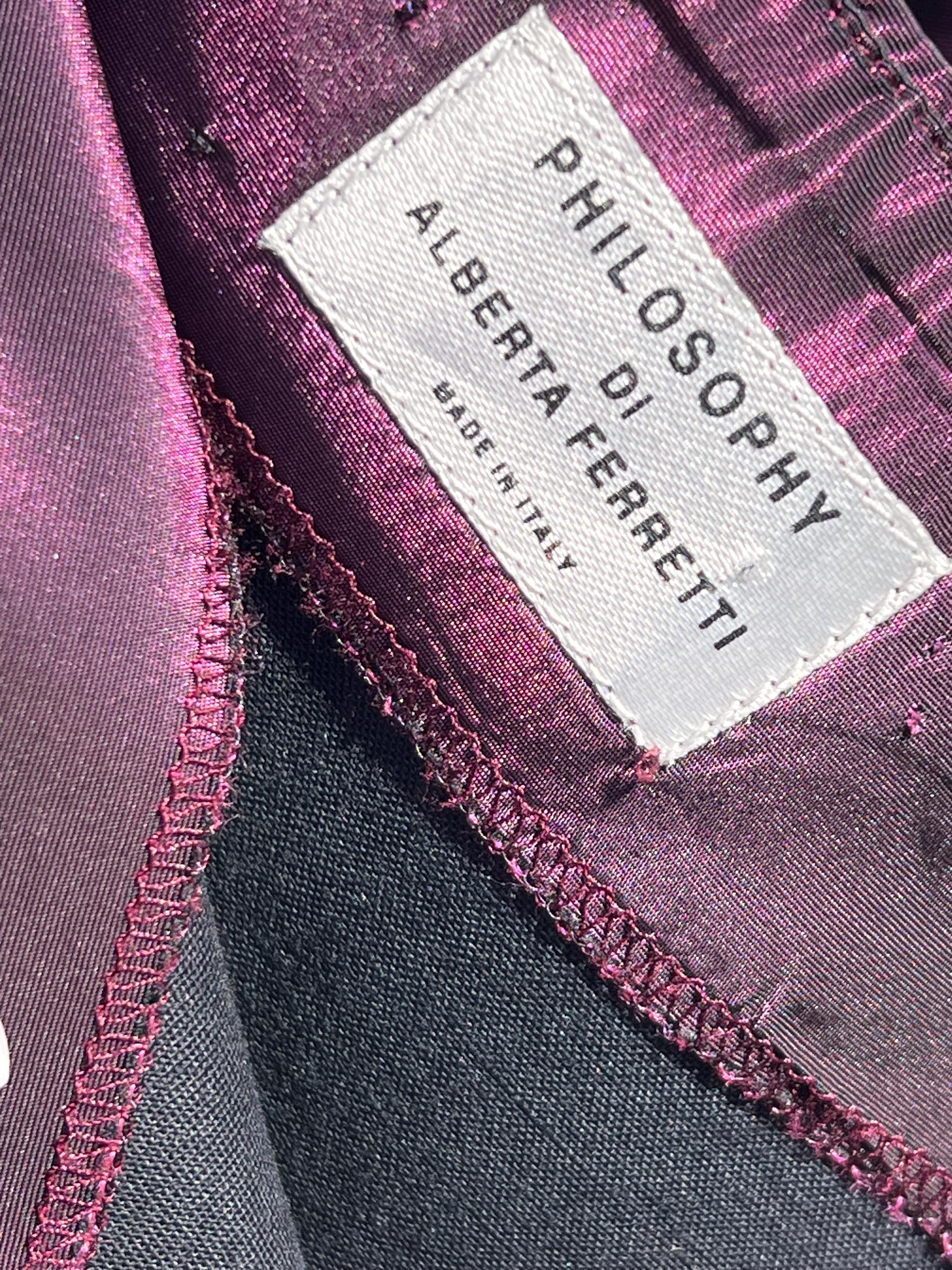 Vintage PHILOSOPHY di Alberto FERRETTI Tiered Skirt Purple Metallic Iridescent Made In Italy, view 8