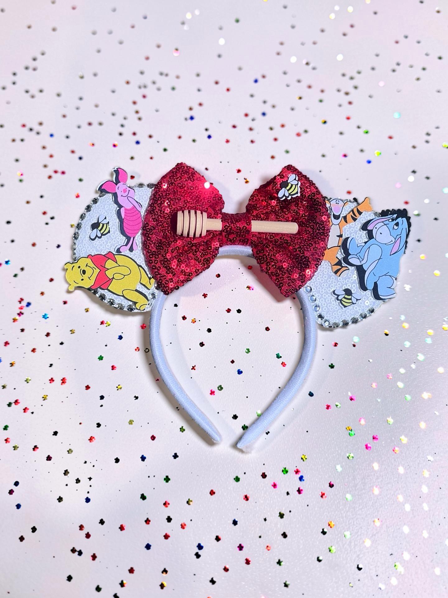 Winnie the Pooh and Friends Custom Sequin Mickey Ears For Disney Vacation For kids And Adults, view 2