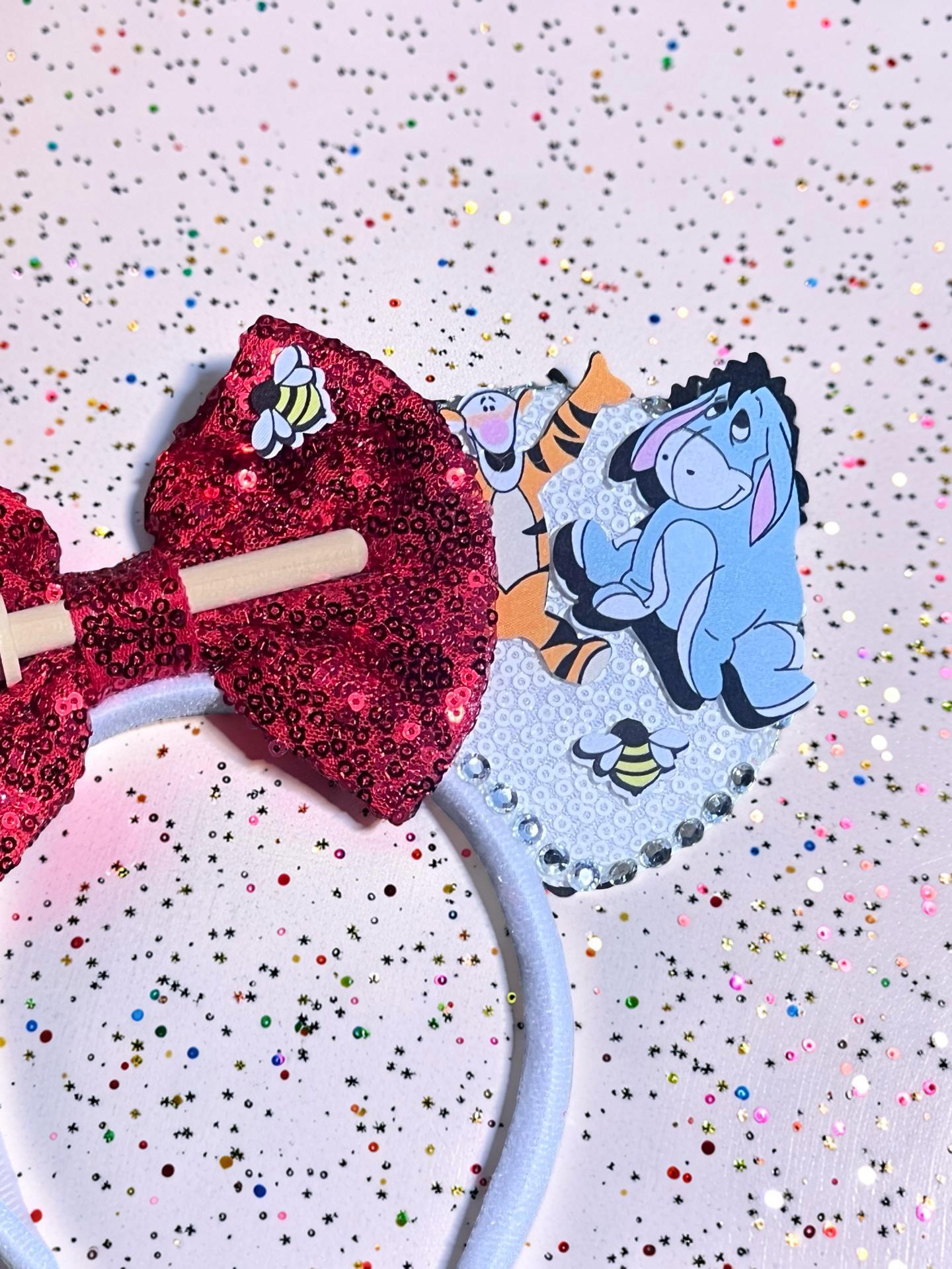 Winnie the Pooh and Friends Custom Sequin Mickey Ears For Disney Vacation For kids And Adults, view 4