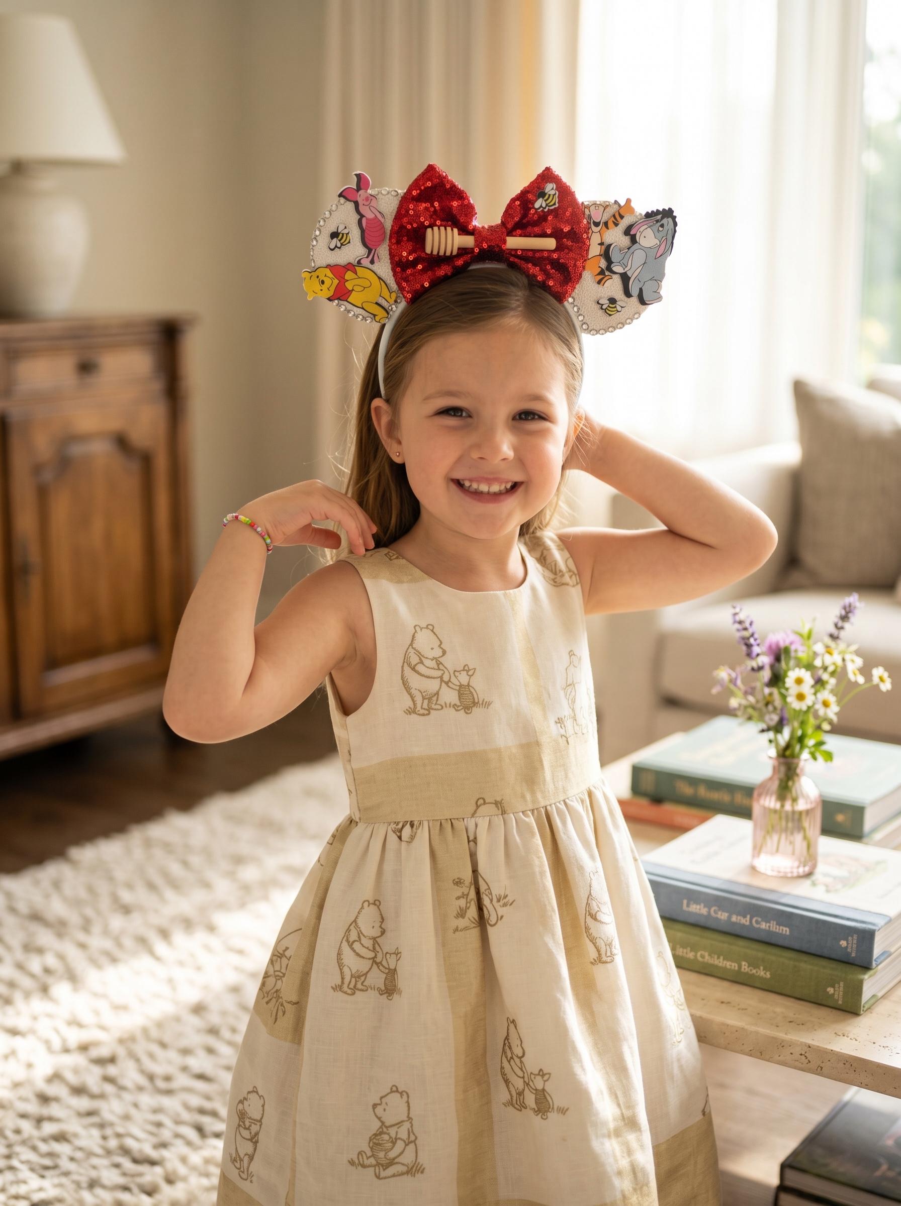 Winnie the Pooh and Friends Custom Sequin Mickey Ears For Disney Vacation For kids And Adults, view 5