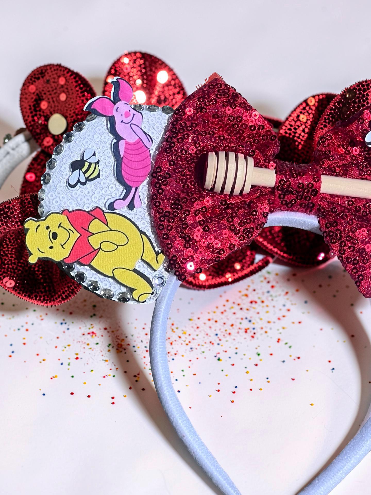 Winnie the Pooh and Friends Custom Sequin Mickey Ears For Disney Vacation For kids And Adults, view 8