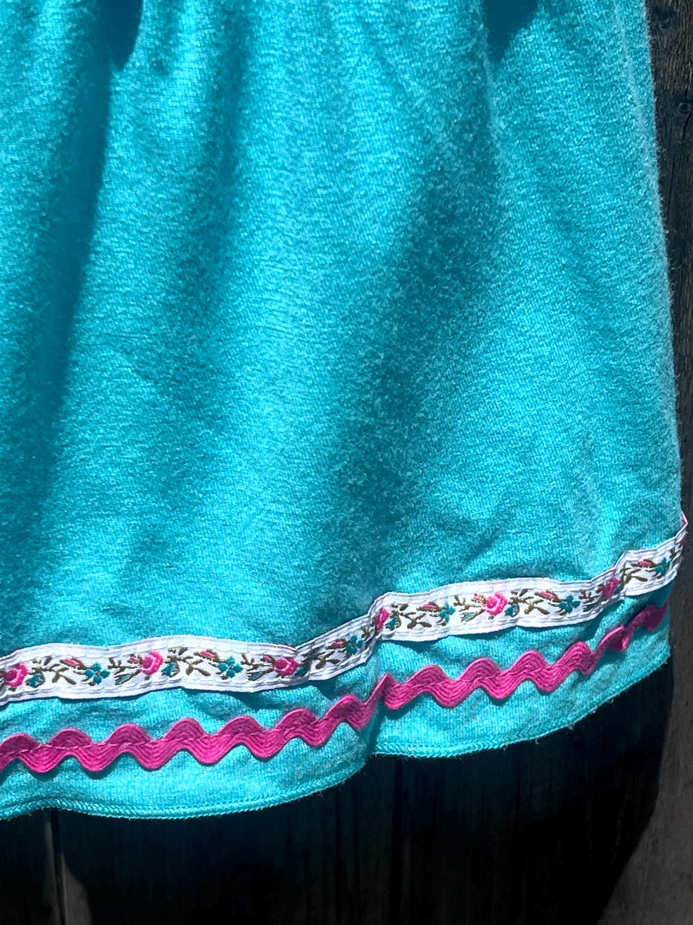 Y2K Guess Smocked Midi Dress | Teal Blue Boho Tiered Sundress Size S, view 12