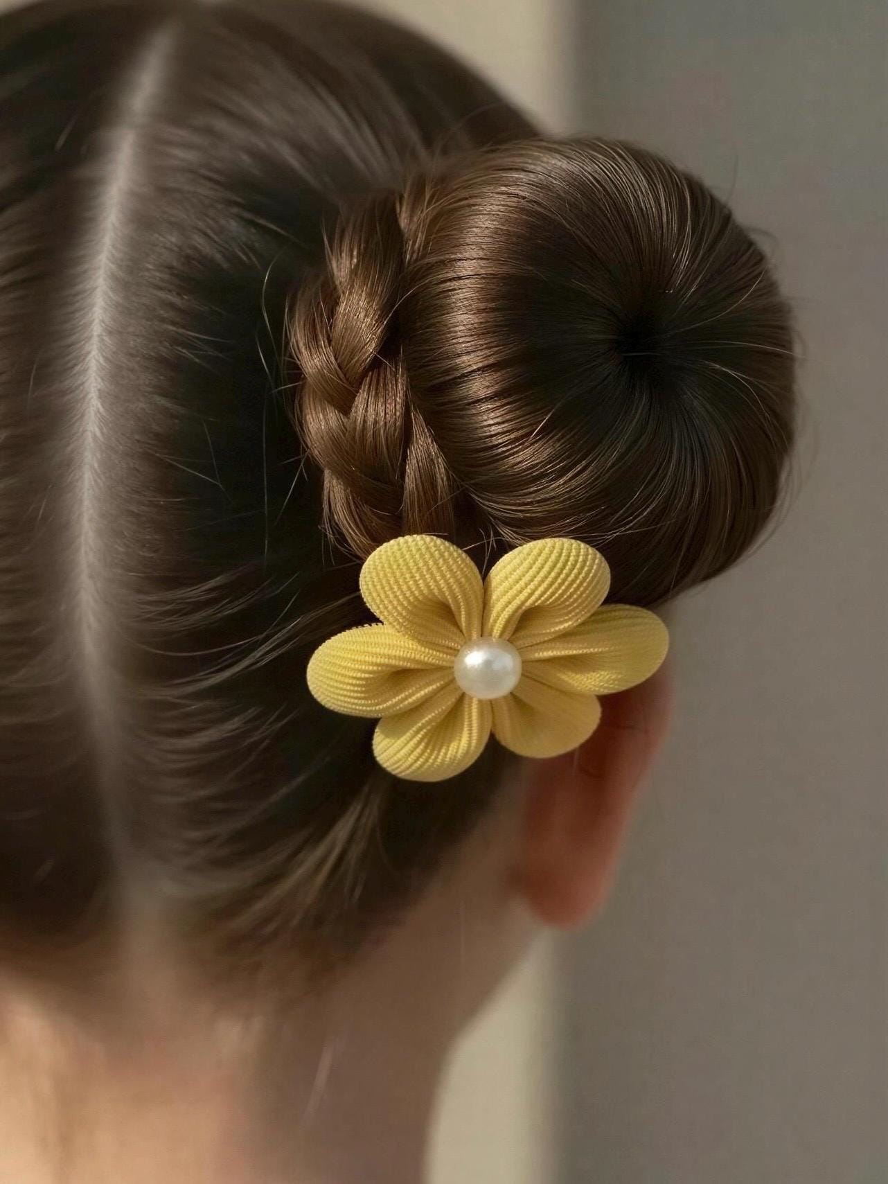 Yellow Flower Pearl Kids Hair Clips - Set of 2, view 9