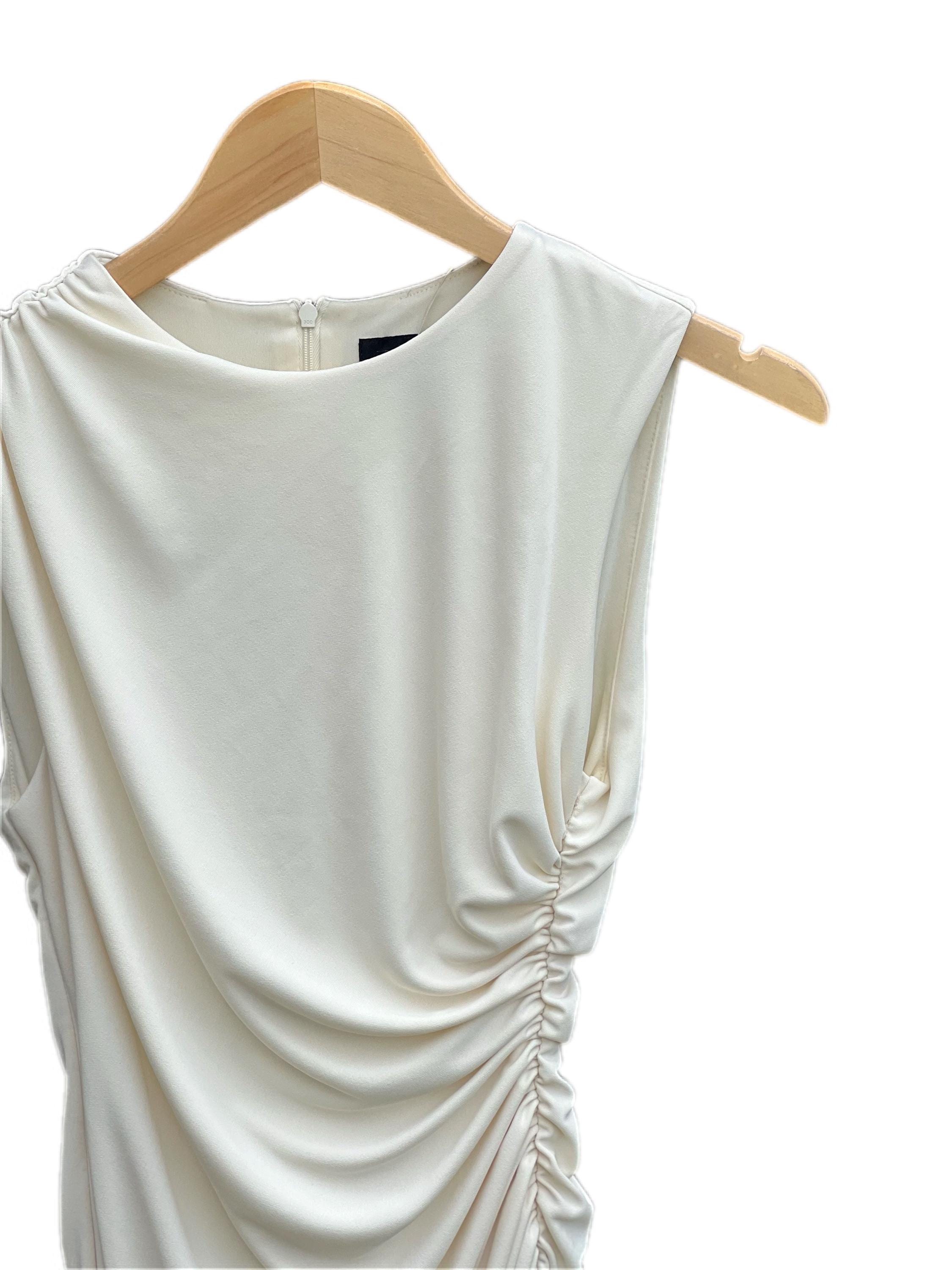 Zara Cream Sleeveless Ruched Mini Dress, view 4