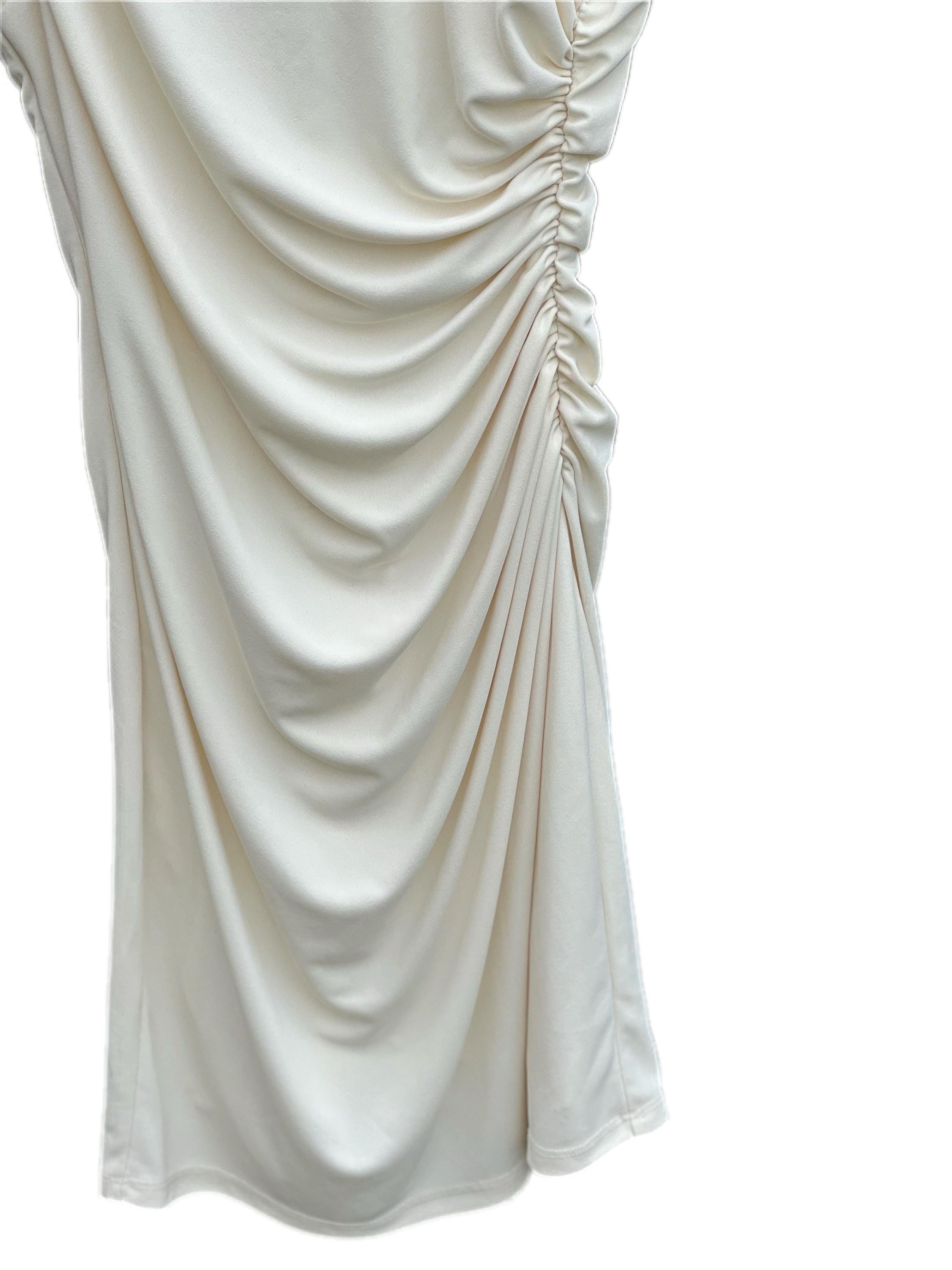Zara Cream Sleeveless Ruched Mini Dress, view 5