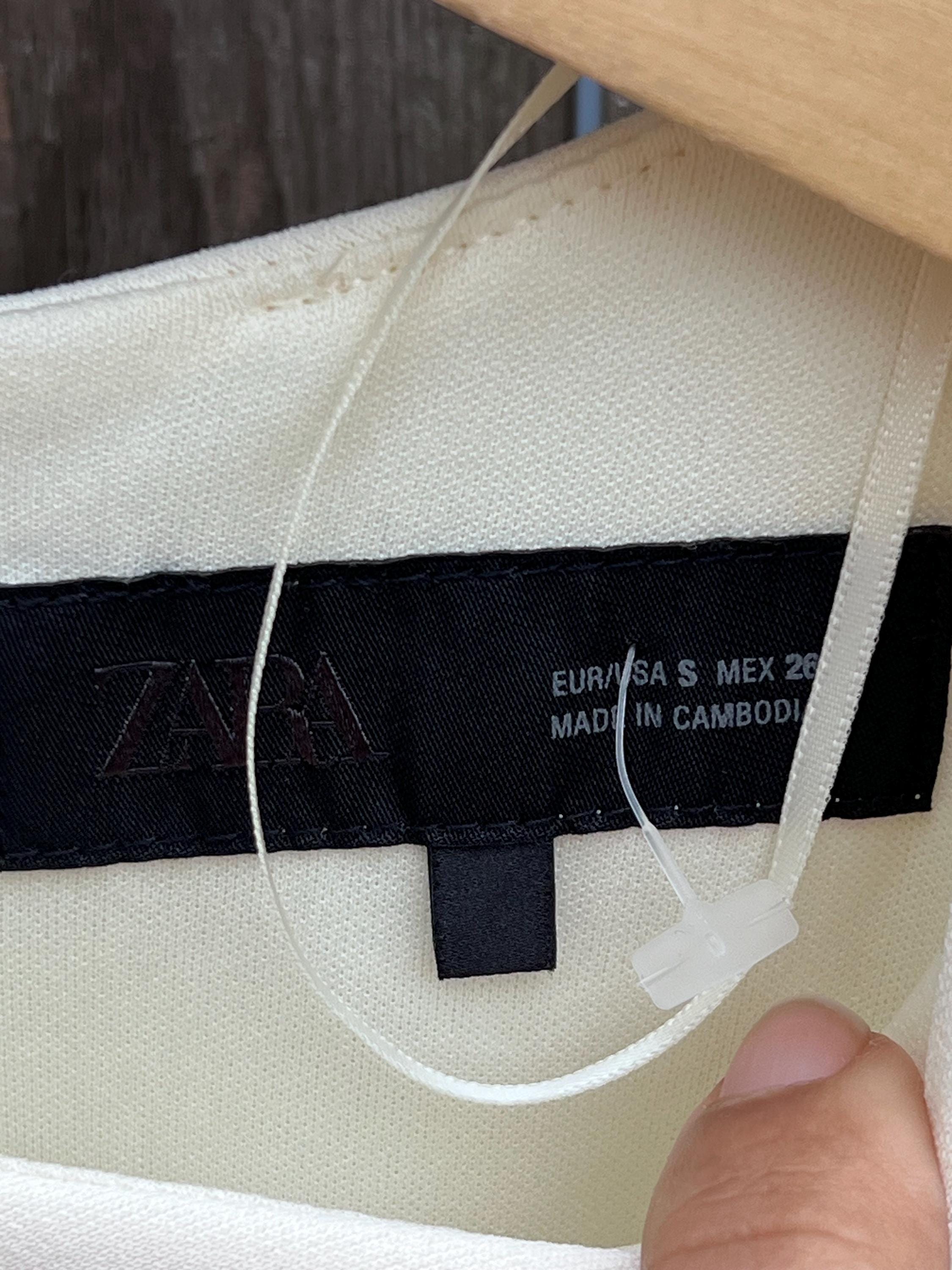 Zara Cream Sleeveless Ruched Mini Dress, view 6