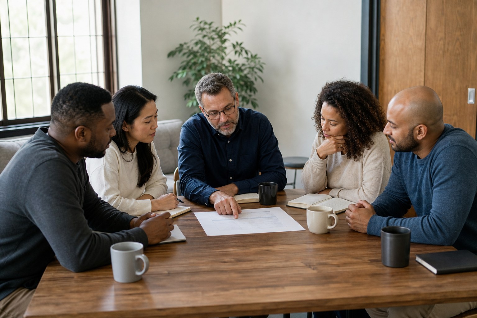 Church staff team reviewing a ministry plan together
