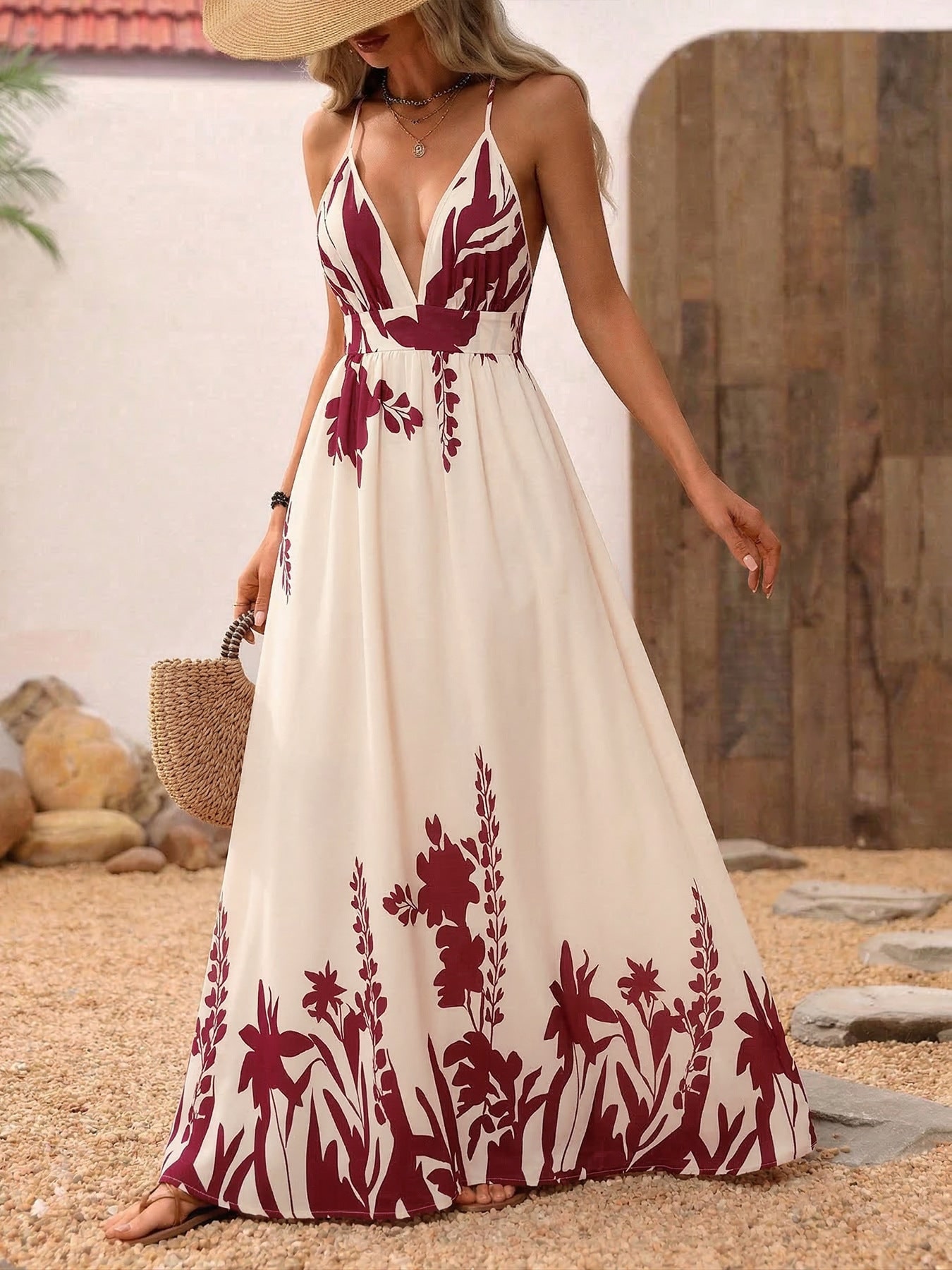 Blue maxi dress with a lightweight summer feel