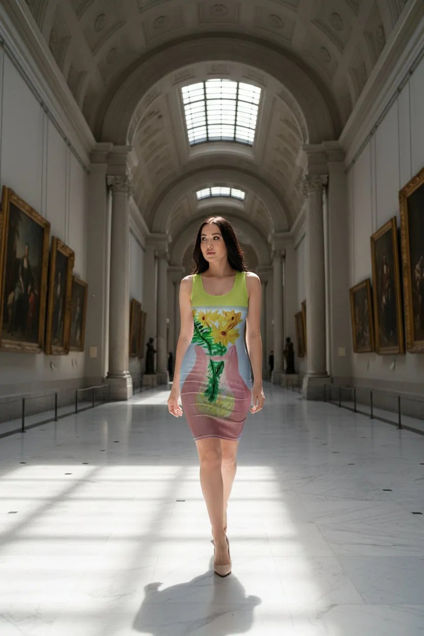 Sunflowers In Vase art print bodycon dress from Lifestyle Image Shop