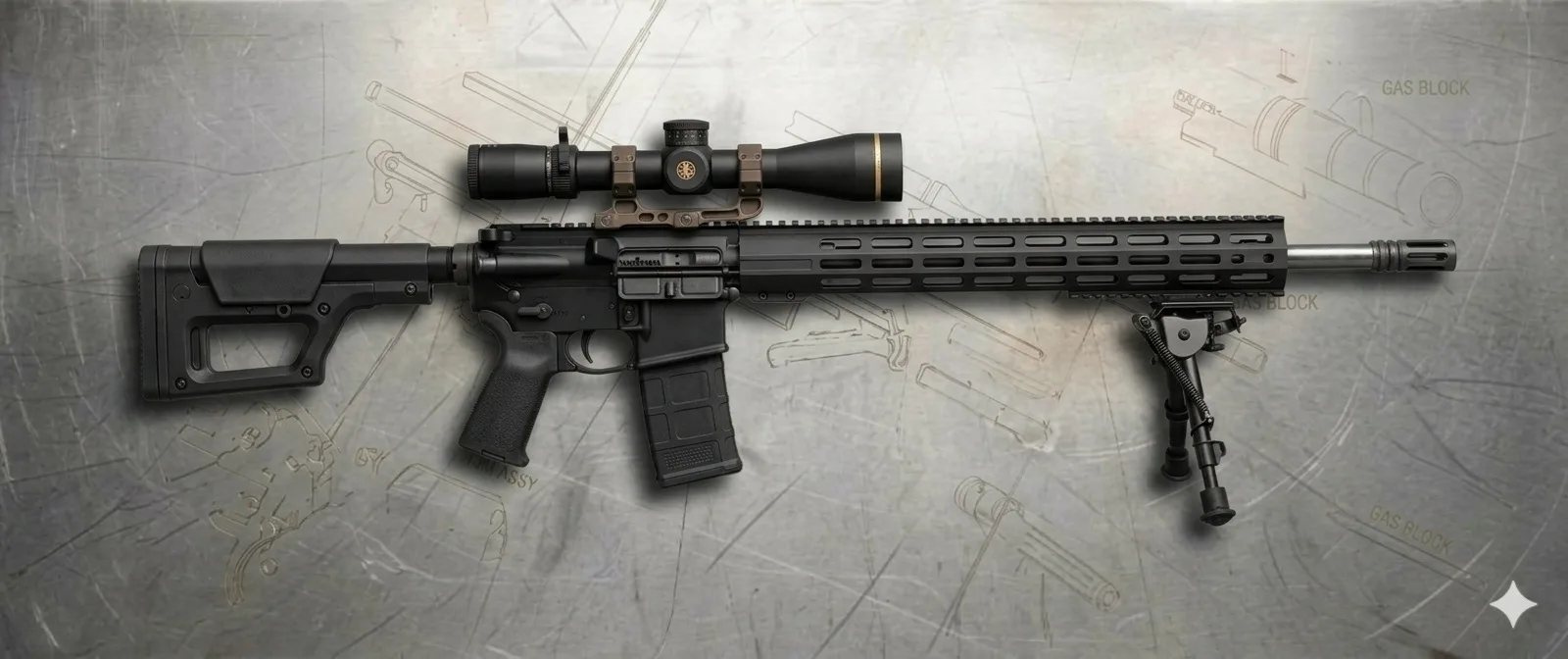 DRD-10 designated marksman rifle configured with a free-float handguard