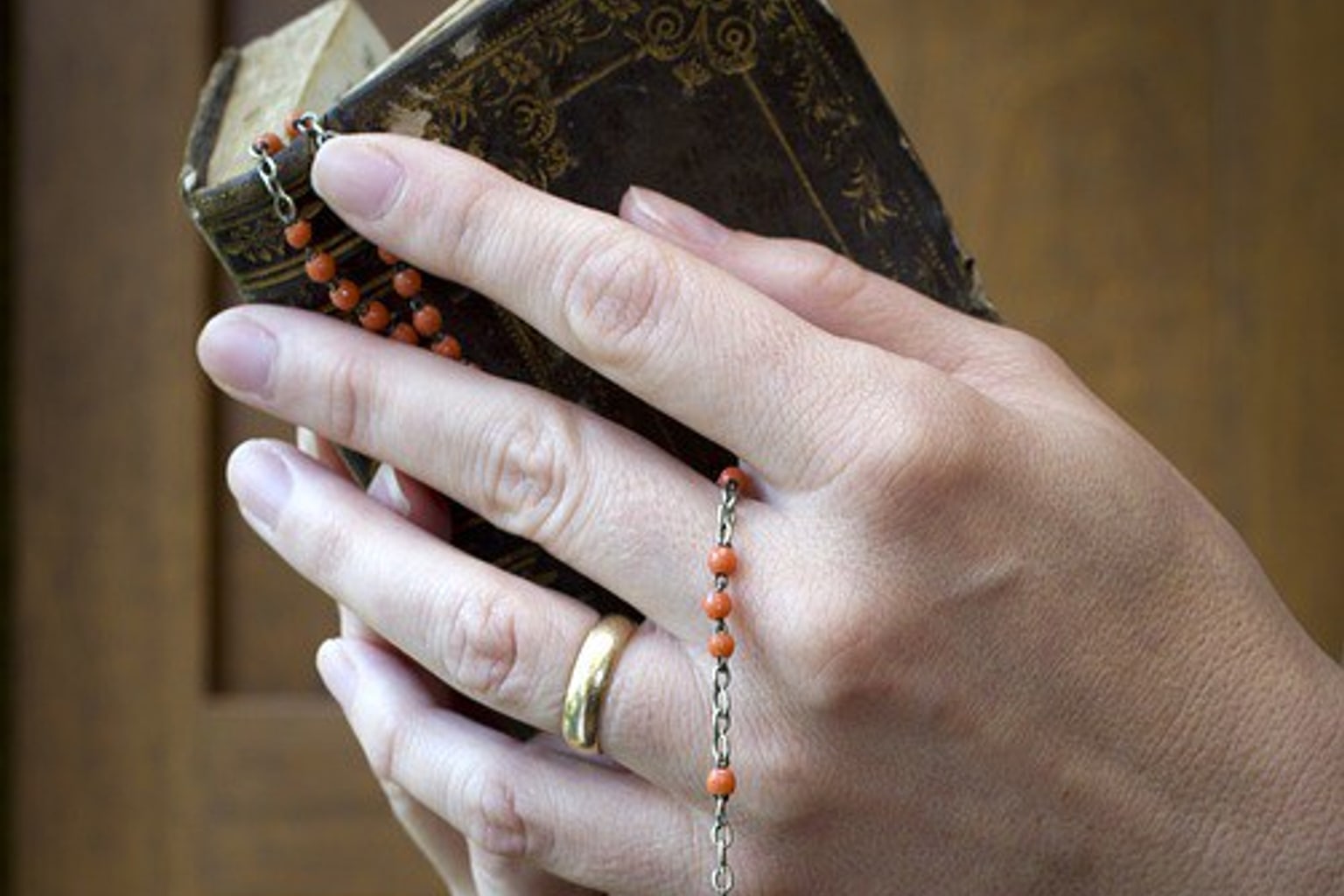 Rosary and prayer book prepared for a quiet time of prayer