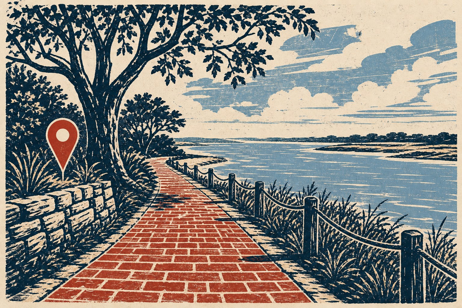 Illustrated waterfront walking route