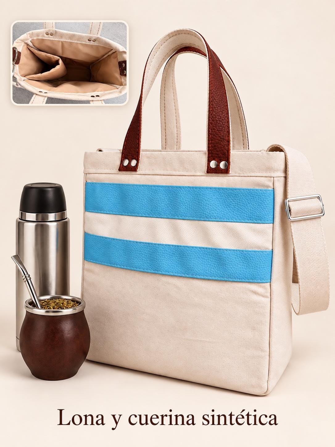 Handmade Yerba Mate Bag-Bolso Matero hecho a mano– Lona y cuerina.
