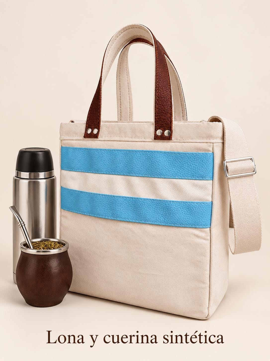 Handmade Yerba Mate Bag-Bolso Matero hecho a mano– Lona y cuerina., view 2